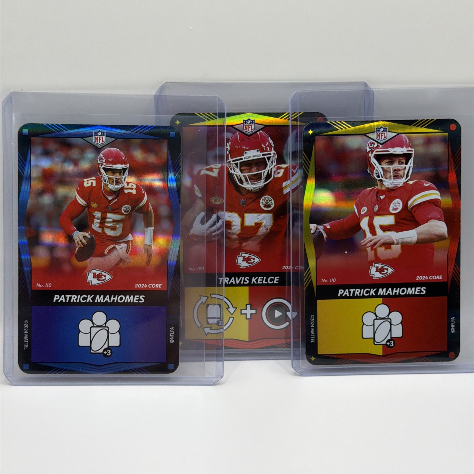 2024 UNO Elite Set Of 3 Foil Cards - Patrick Mahomes Travis Kelce Red & Yellow