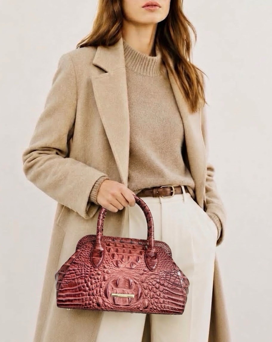 Brahmin Mika Satchel Coquette Vintage Rose Melbourne Leather