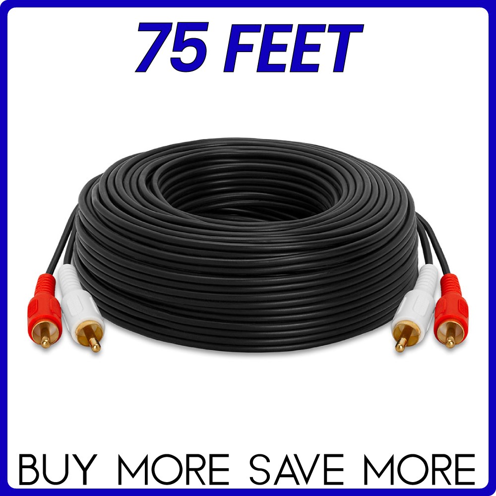 2 RCA Audio Cable Stereo L/R Dual RCA Male to Male Cord Gold Plated Speaker Wire