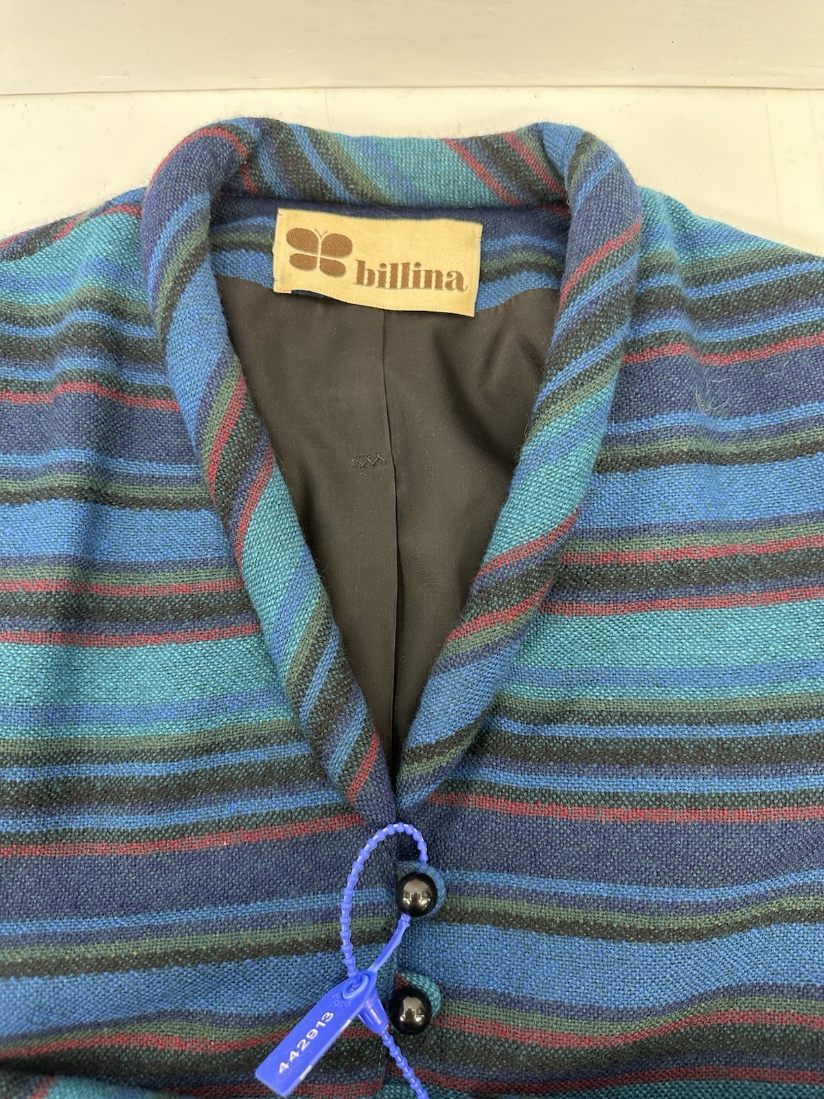 VTG Billina Womans  70s Cropped Blazer Jacket BohoBlueShawl Collar  10 READ USA