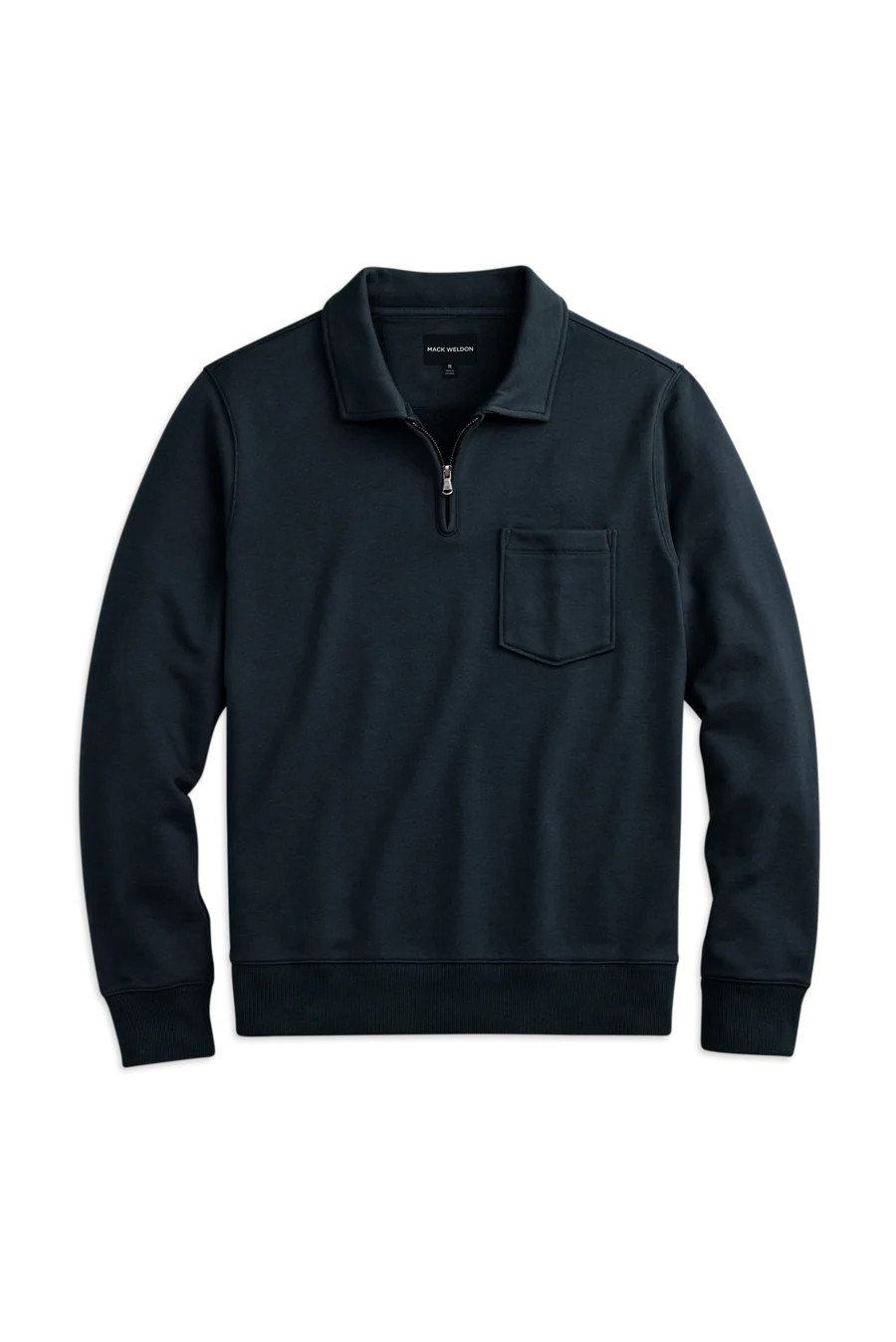 New Mack Weldon Mens Navy Blue Ace French Terry Quarter Zip Pullover Size large