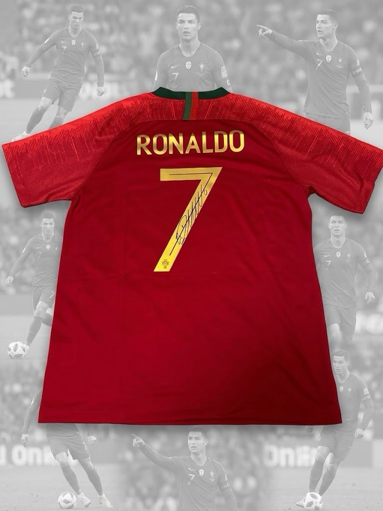 CRISTIANO RONALDO Portugal BACK SIGNED HOME SHIRT with ICONS COA