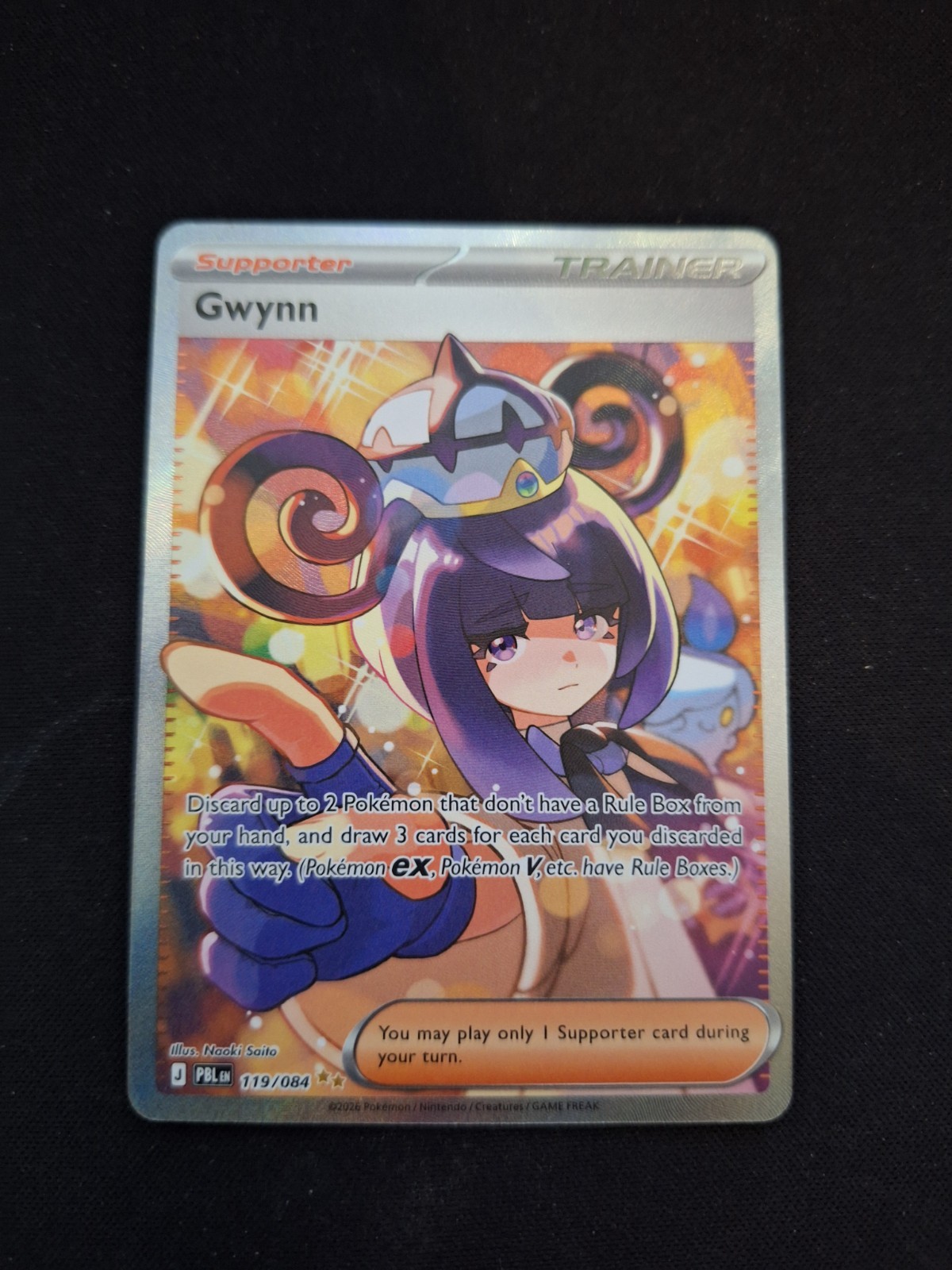 Gwynn 119/084 Pokemon Pitch Black Holo SIR Illustration Rare Gwynn 119/084 Pokemon Pitch Black Holo SIR Illustration Rare