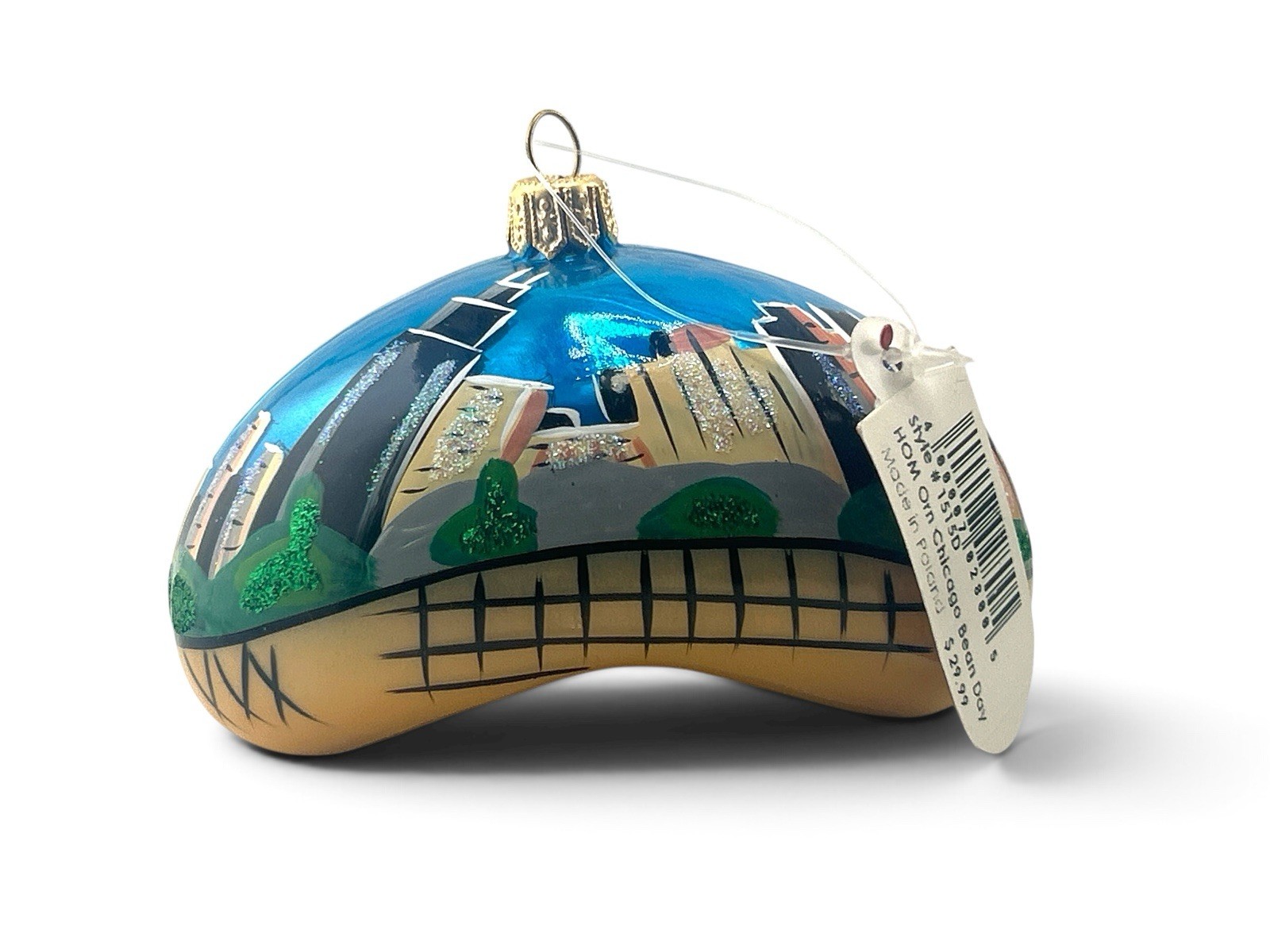 CHICAGO BEAN DAY LANDMARK EUROPEAN BLOWN GLASS CHRISTMAS ORNAMENT NWT CHICAGO BEAN DAY LANDMARK EUROPEAN BLOWN GLASS CHRISTMAS ORNAMENT NWT