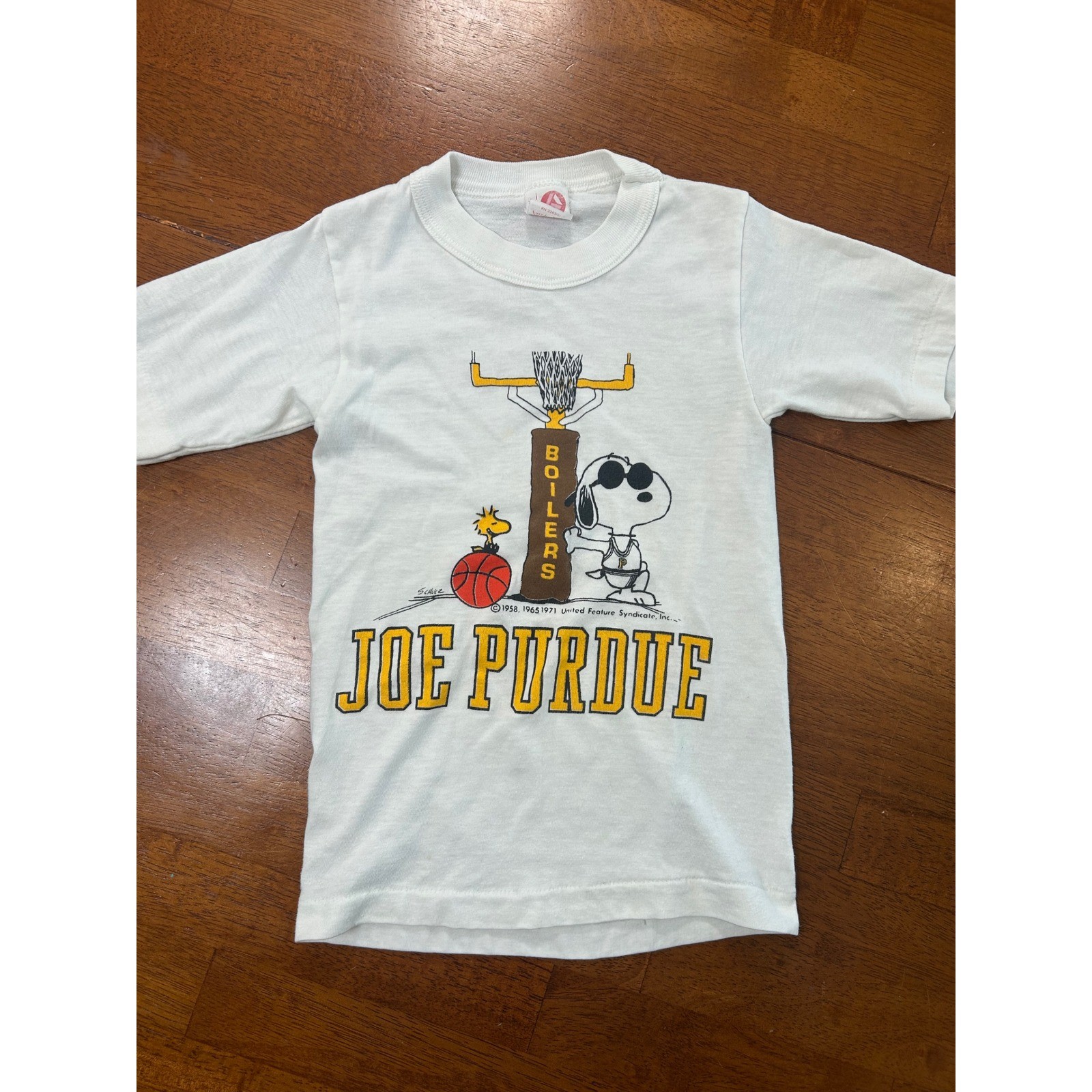 Vintage Artex Joe Purdue T-Shirt Kids S 6-8 White Snoopy Peanuts Boilers 70s Vintage Artex Joe Purdue T-Shirt Kids S 6-8 White Snoopy Peanuts Boilers 70s