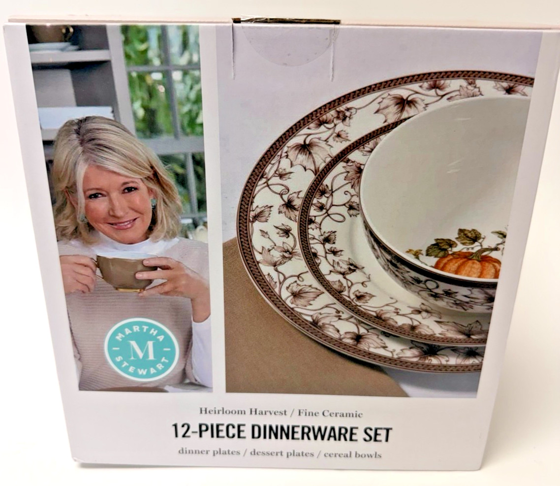 Martha Stewart Heirloom Harvest 12 Pc Dinnerware Set Pumpkin Fall Thanksgiving