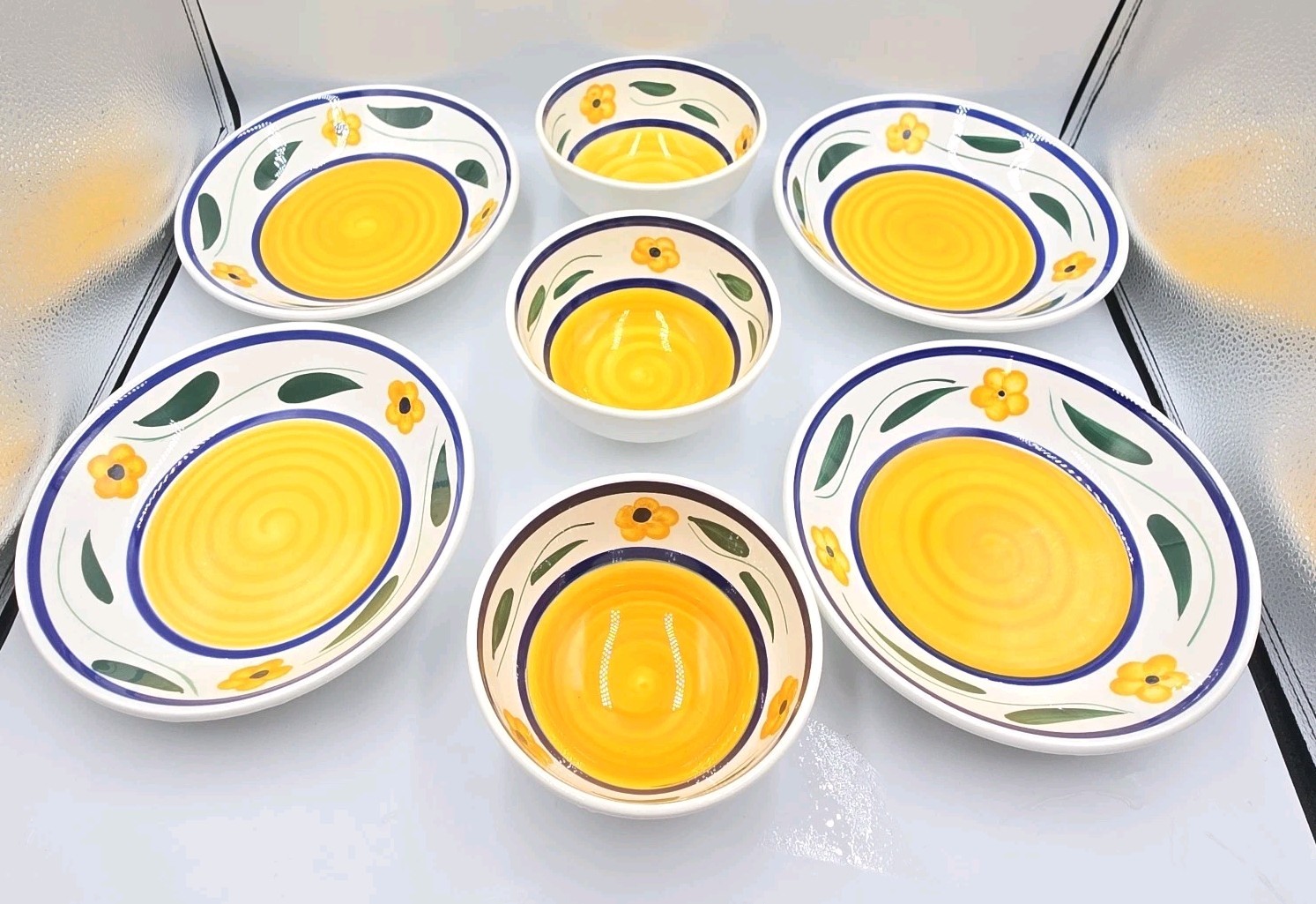 Roma Inc Italy Impatiens Ceramic Bowls 7 Pc Set 8