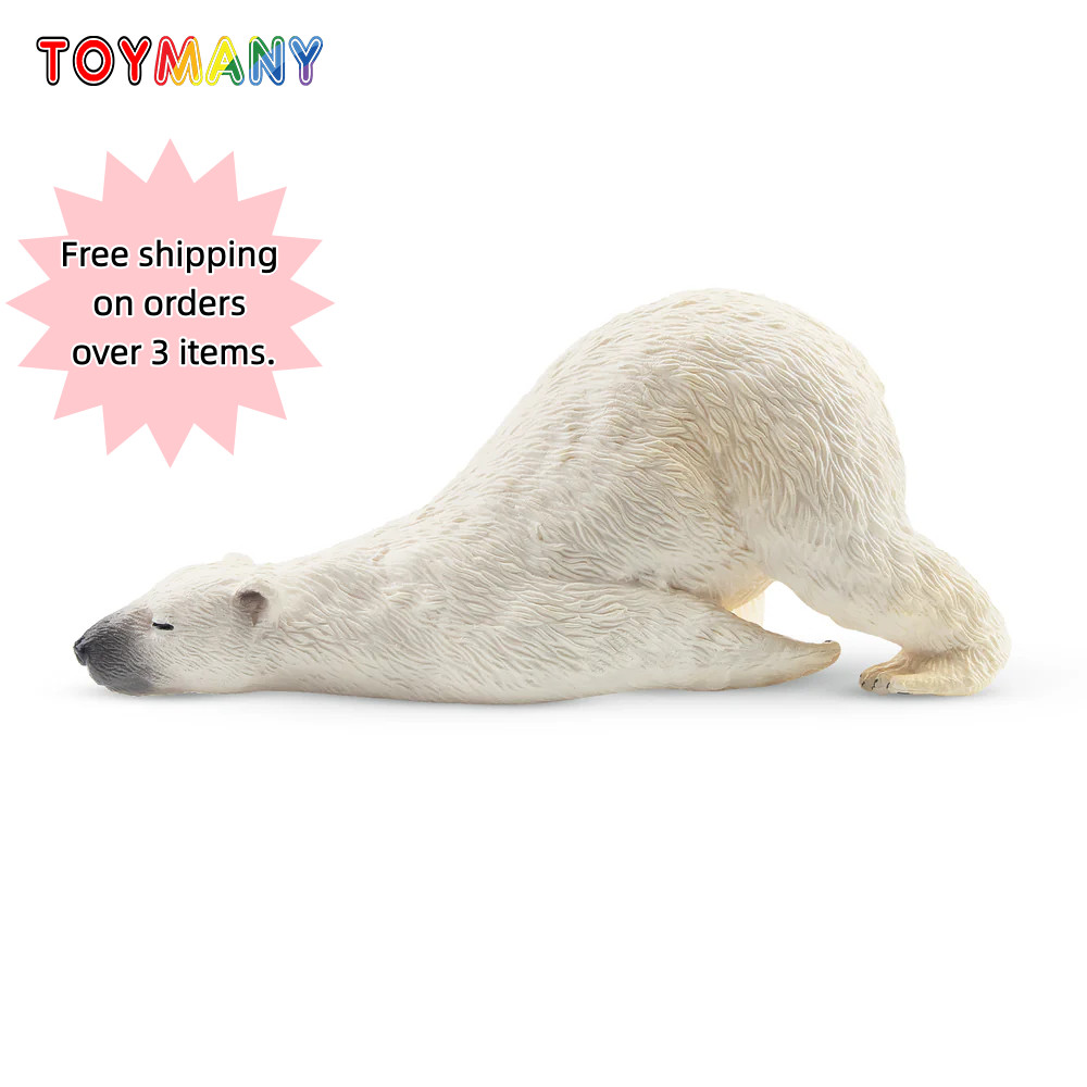 Toymany Lying Polar Bear Figurine Realistic Adult Arctic Animal Statue