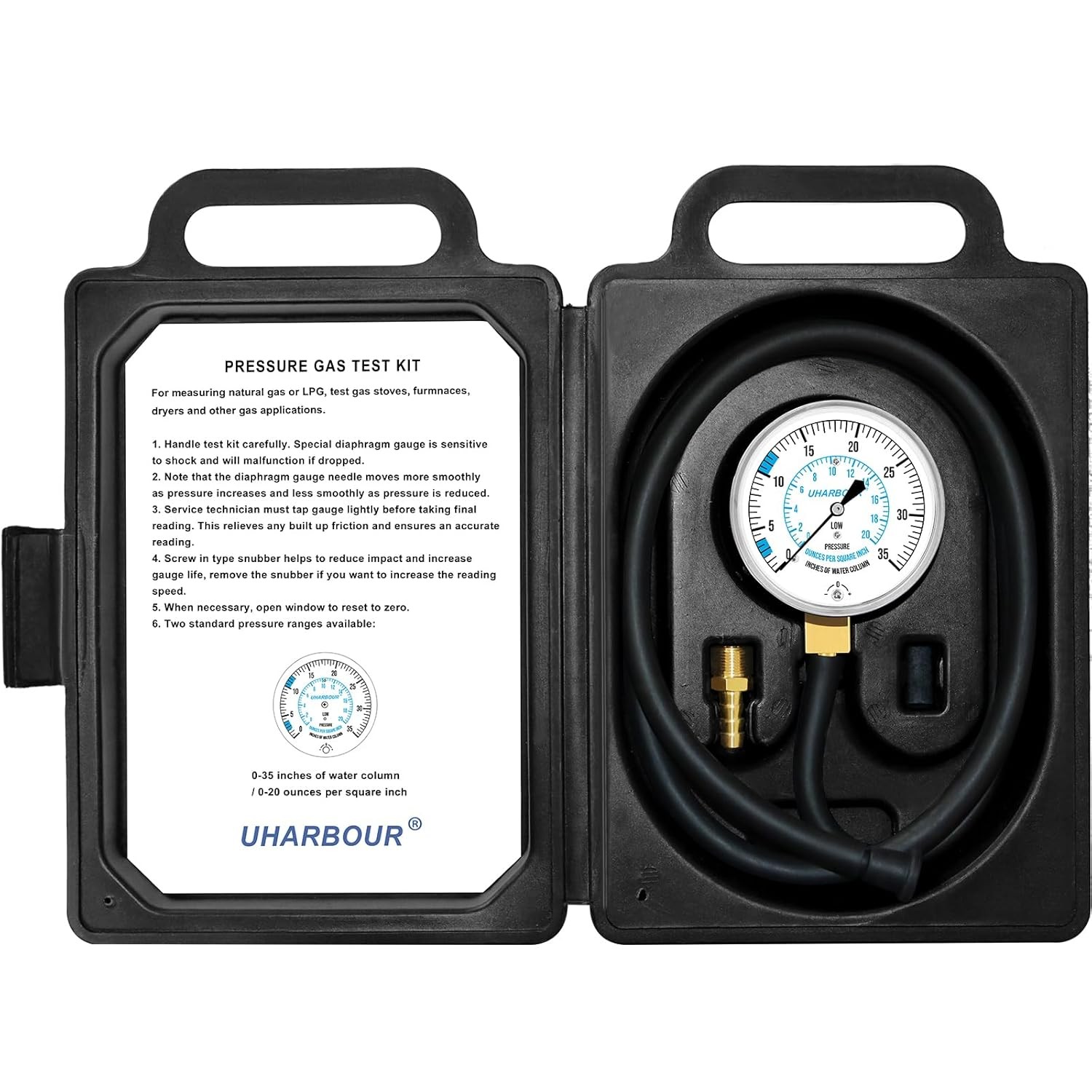 Manometer Gas Pressure Tester, Manometer LP Gas Pressure Tester Gauge 0-35\