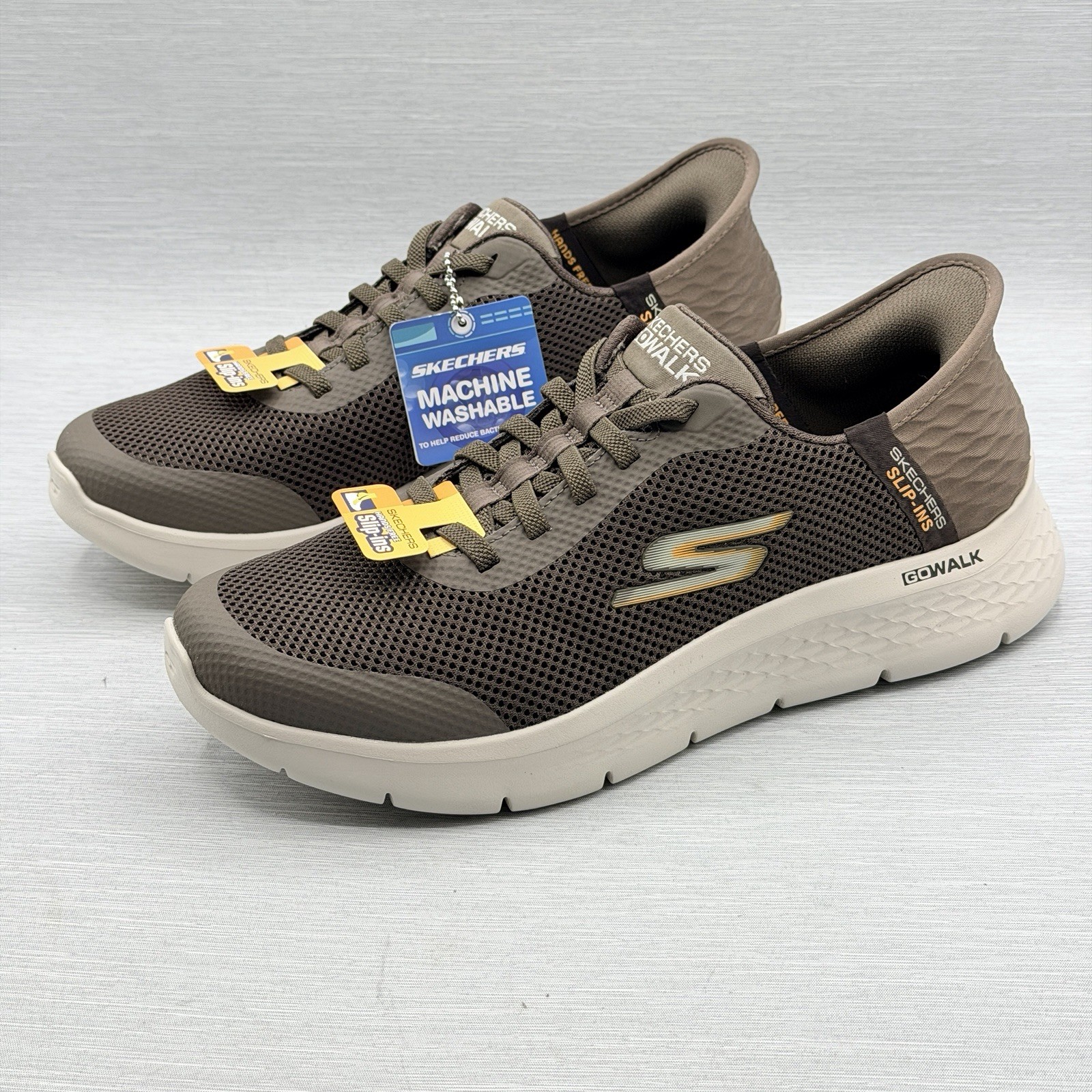 Skechers Slip Ins Men’s 13 GOwalk Flex Brown Walking Shoes Memory Foam 216324