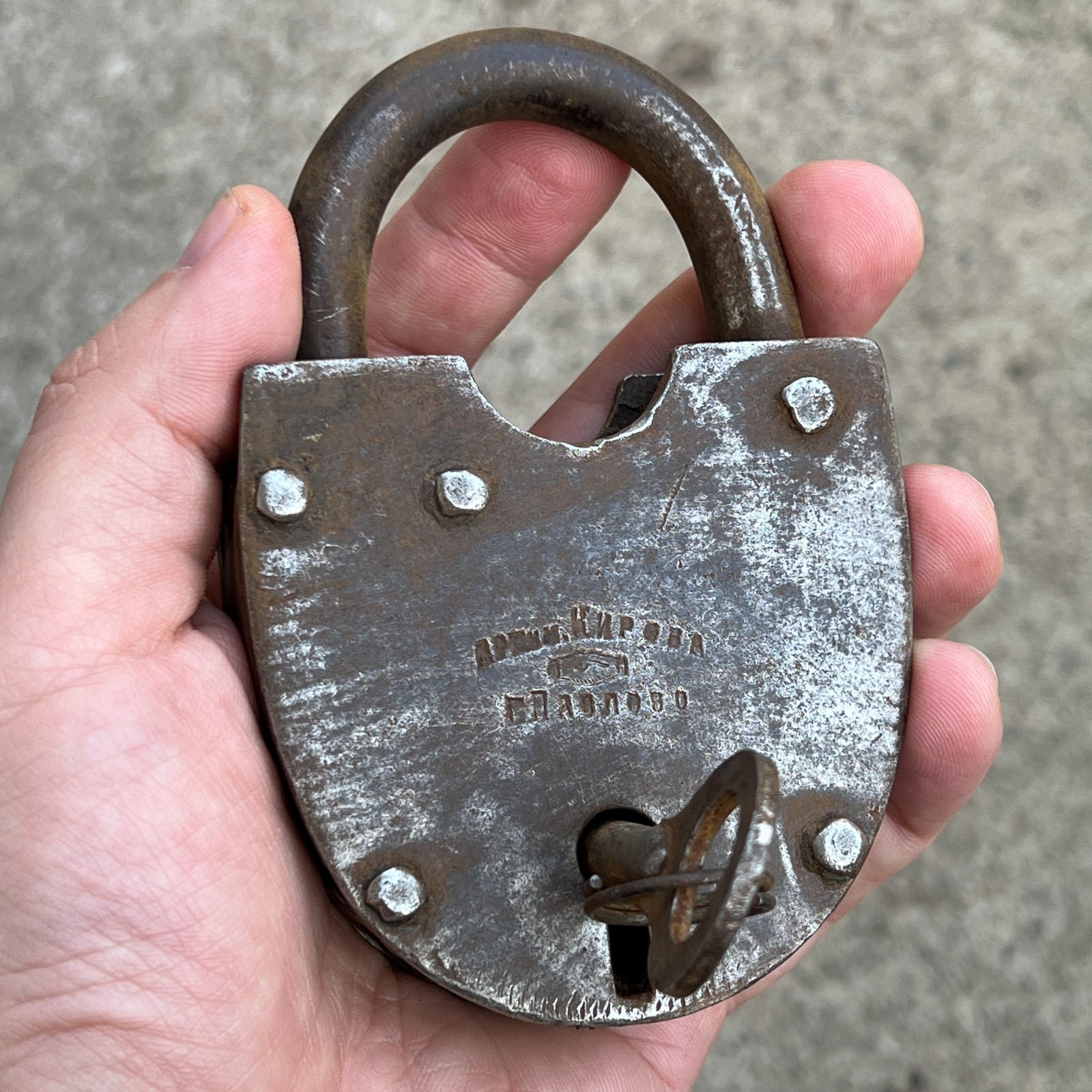 Old Vintage 1950s Russian Soviet USSR Military Padlock Lock With Key.