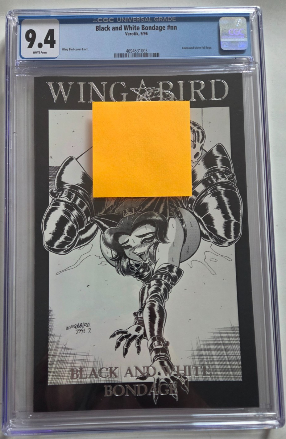 WINGBIRD BLACK AND WHITE BON DAGE #1 CGC 9.4 GRADED 1996 VEROTIK SILVER EMBOSSED