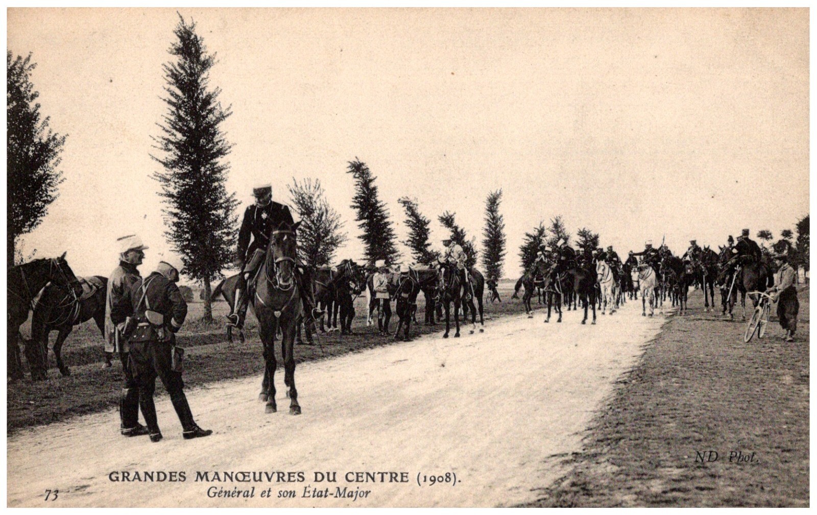 French Army Grand Maneuvers General & His Staff France 1908 Military Postcard