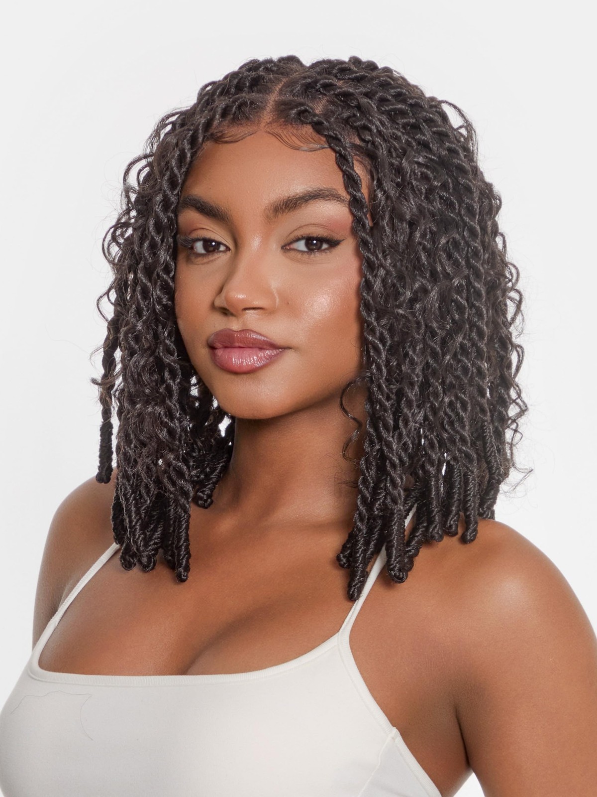 Frodio Veralux Fiber 13X5 Hd Lace Front Wig Boho Knot Twist Bob Wig 12 Inch
