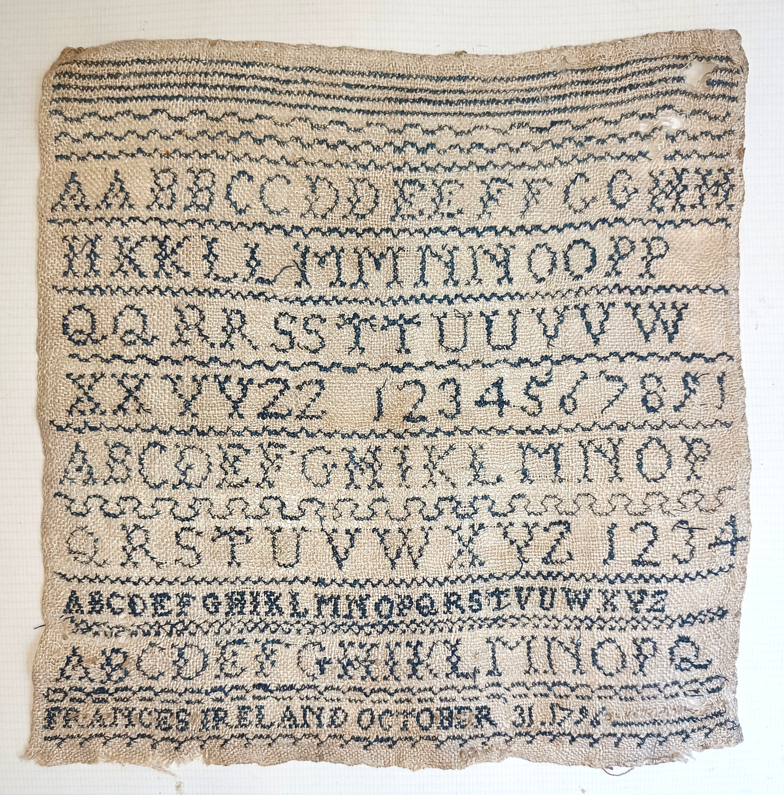 Antique needlework Sampler fine Textiles 18th century 1796 Antique needlework Sampler fine Textiles 18th century 1796