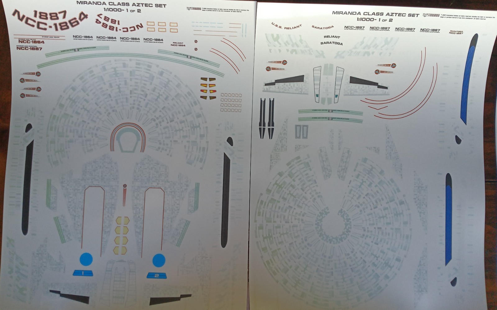 Star Trek 1:1000 Aztec Decals for Miranda Class (USS Reliant)