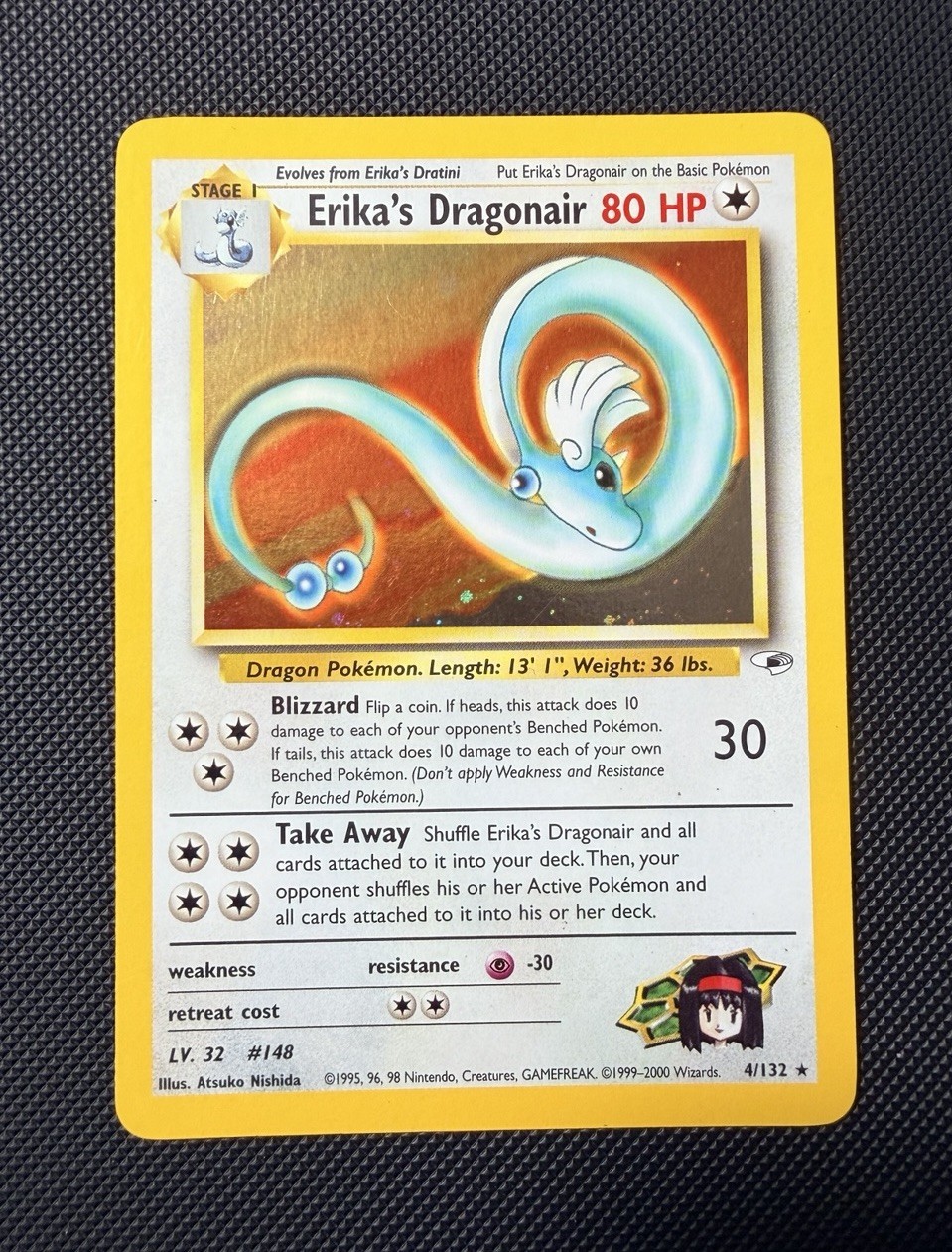 Erika’s Dragonair 4/132 Holo Rare Gym Heroes 2000 Pokemon Card LP/NM-
