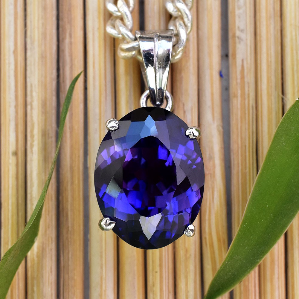 Natural Blue Tanzanite Oval Approx 23 Ct 925 Sterling Silver Pendant Stunning Natural Blue Tanzanite Oval Approx 23 Ct 925 Sterling Silver Pendant Stunning