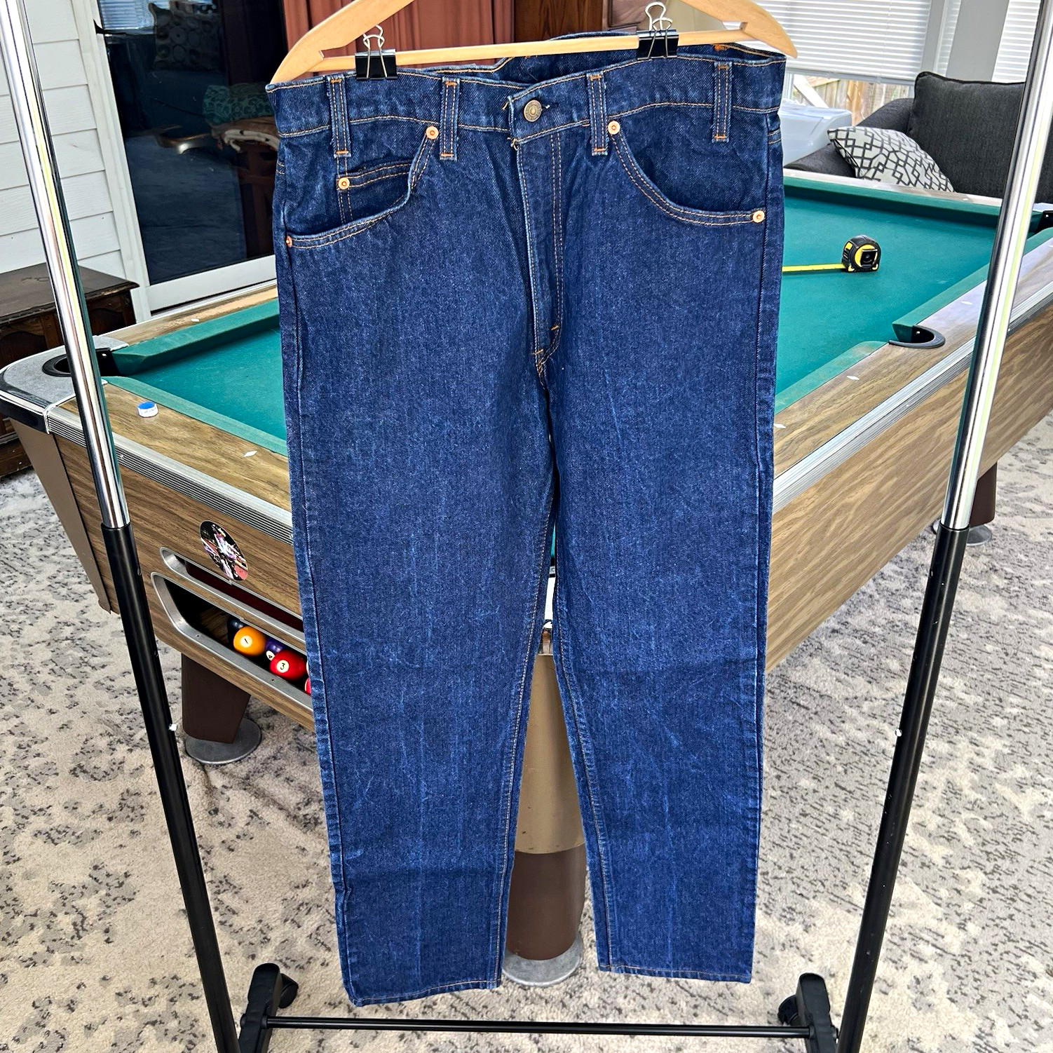 Vintage 80’s Levi’s 505 orange tab dark wash denim jeans 35X32