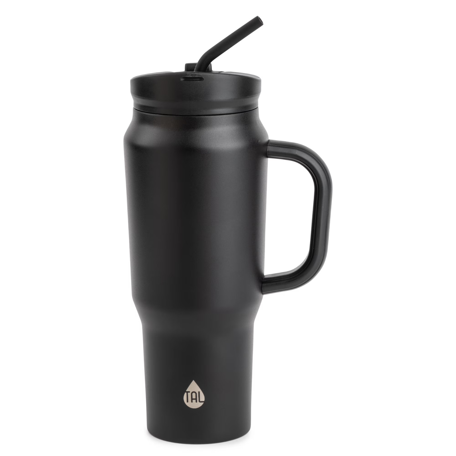 TAL 30oz Stainless Steel Basin Travel Mug with Silicone Straw, Black pink