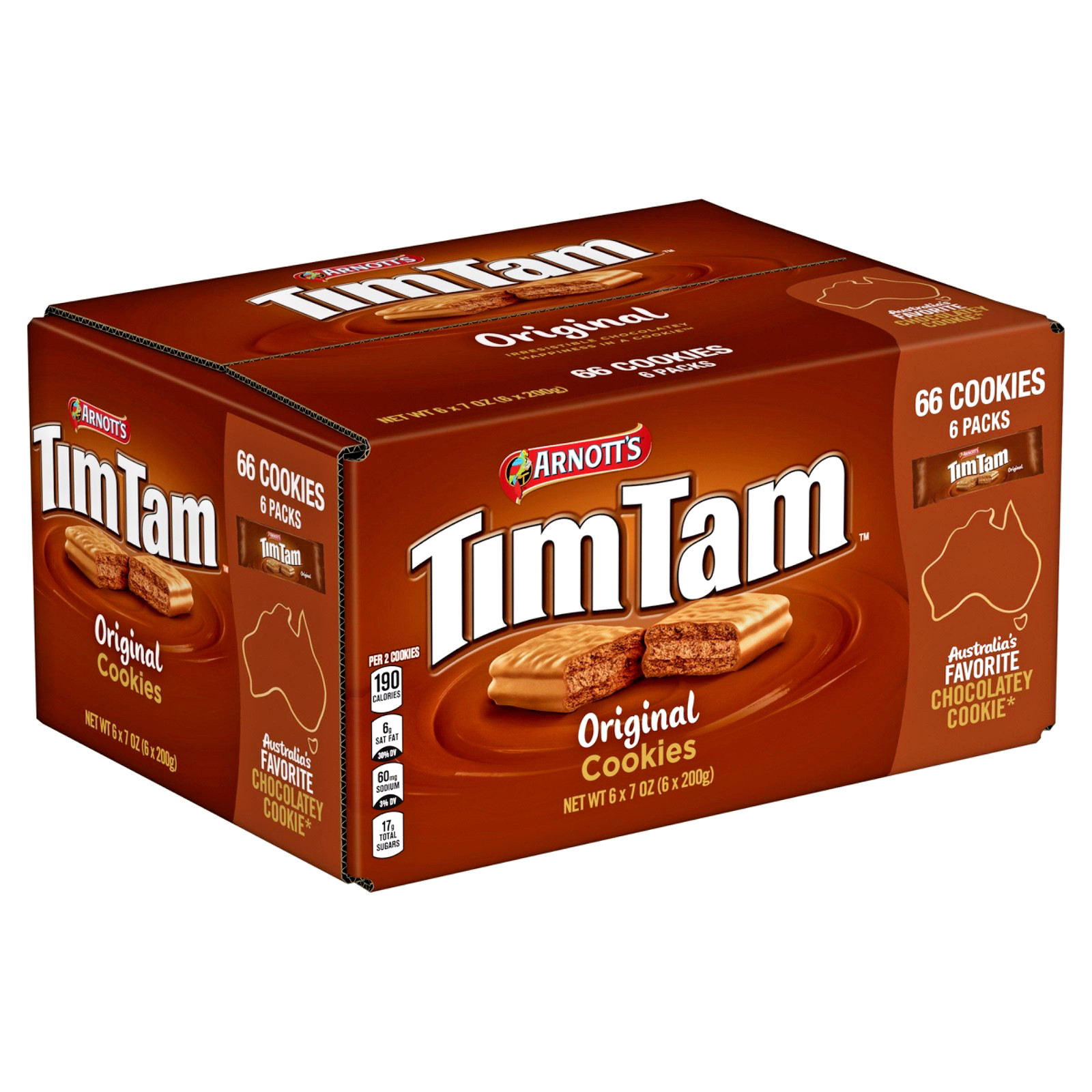 Arnott\'s Tim Tam Original Cookies 6 Packs X 7oz Ea. 66 Cookies Total. Exp: 03/27