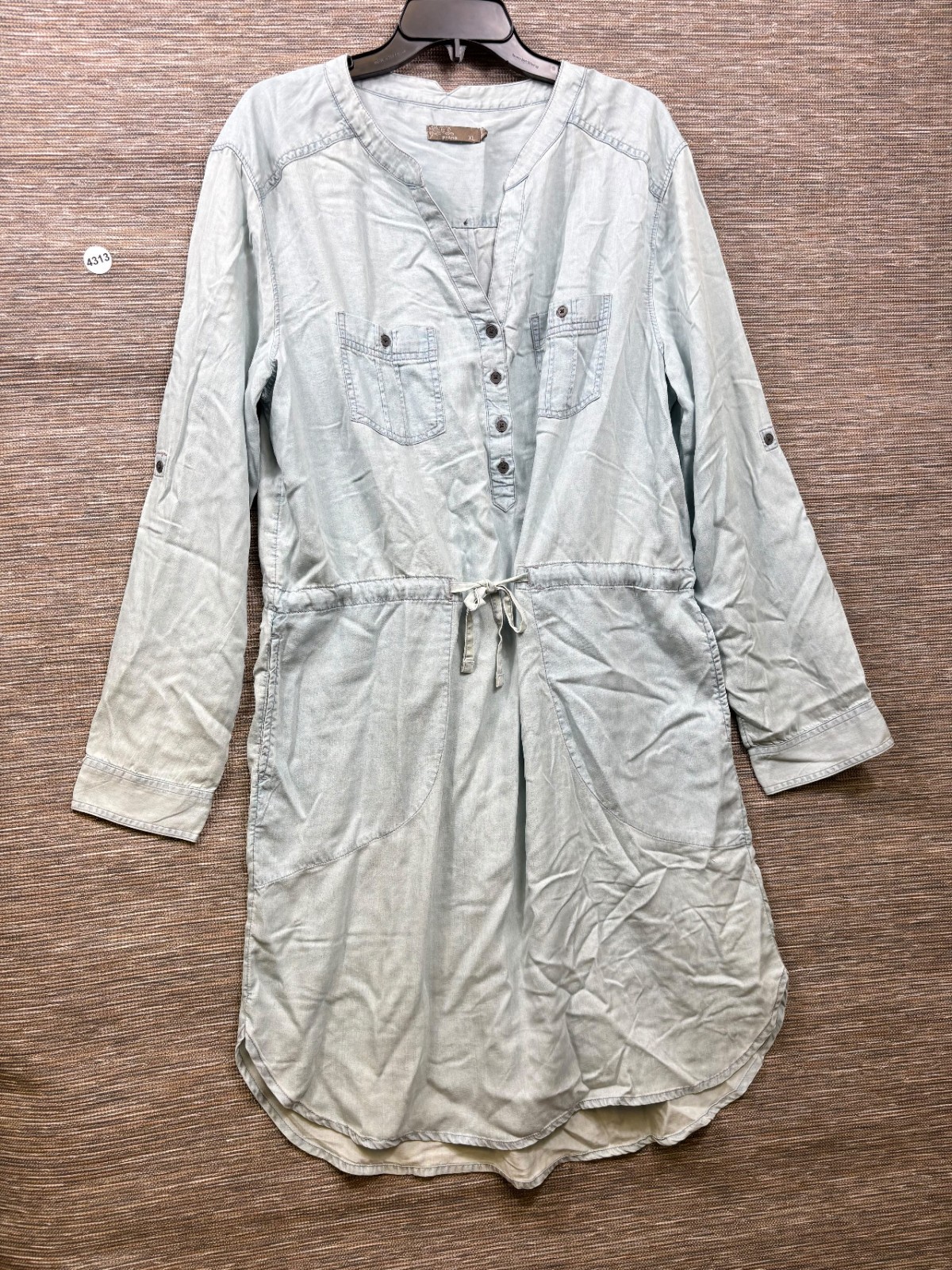 Prana Abbey Tencel Cinch Waist Dress Womens Size XL Chambray Long Sleeve Prana Abbey Tencel Cinch Waist Dress Womens Size XL Chambray Long Sleeve