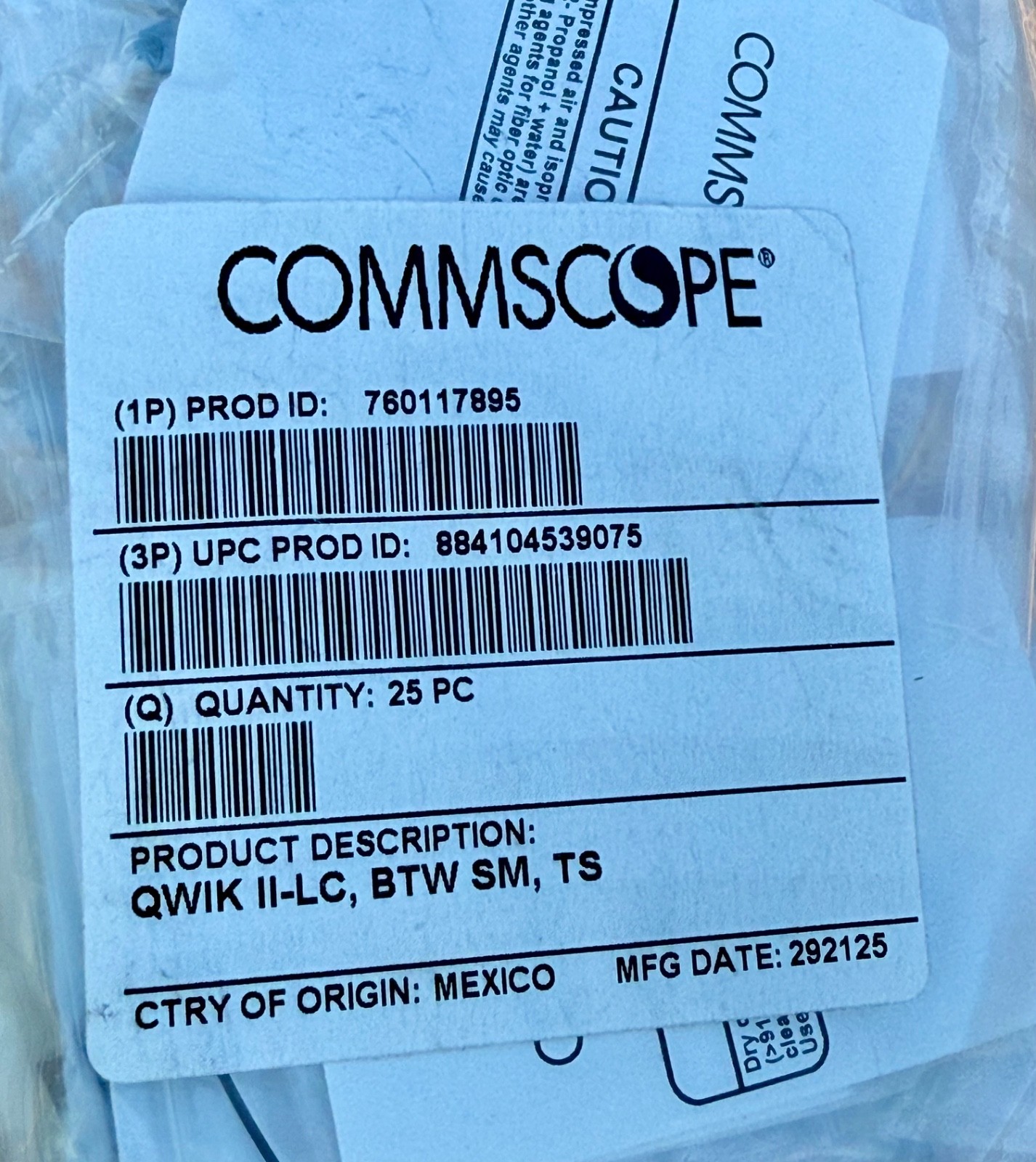 Commscope SM fiber ends QWIK II-LC, BTW SM, TS  Singlemode (25)New