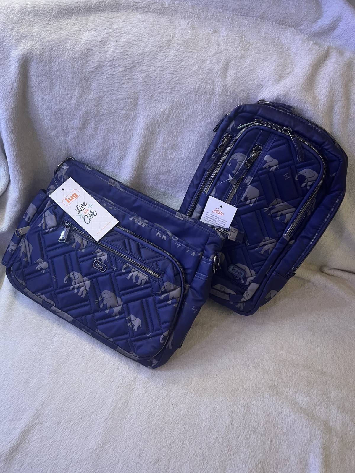 NWT LUG Lot Shimmy + Tailback Elephant Crossbody Adjustable Quilted Dark Purple