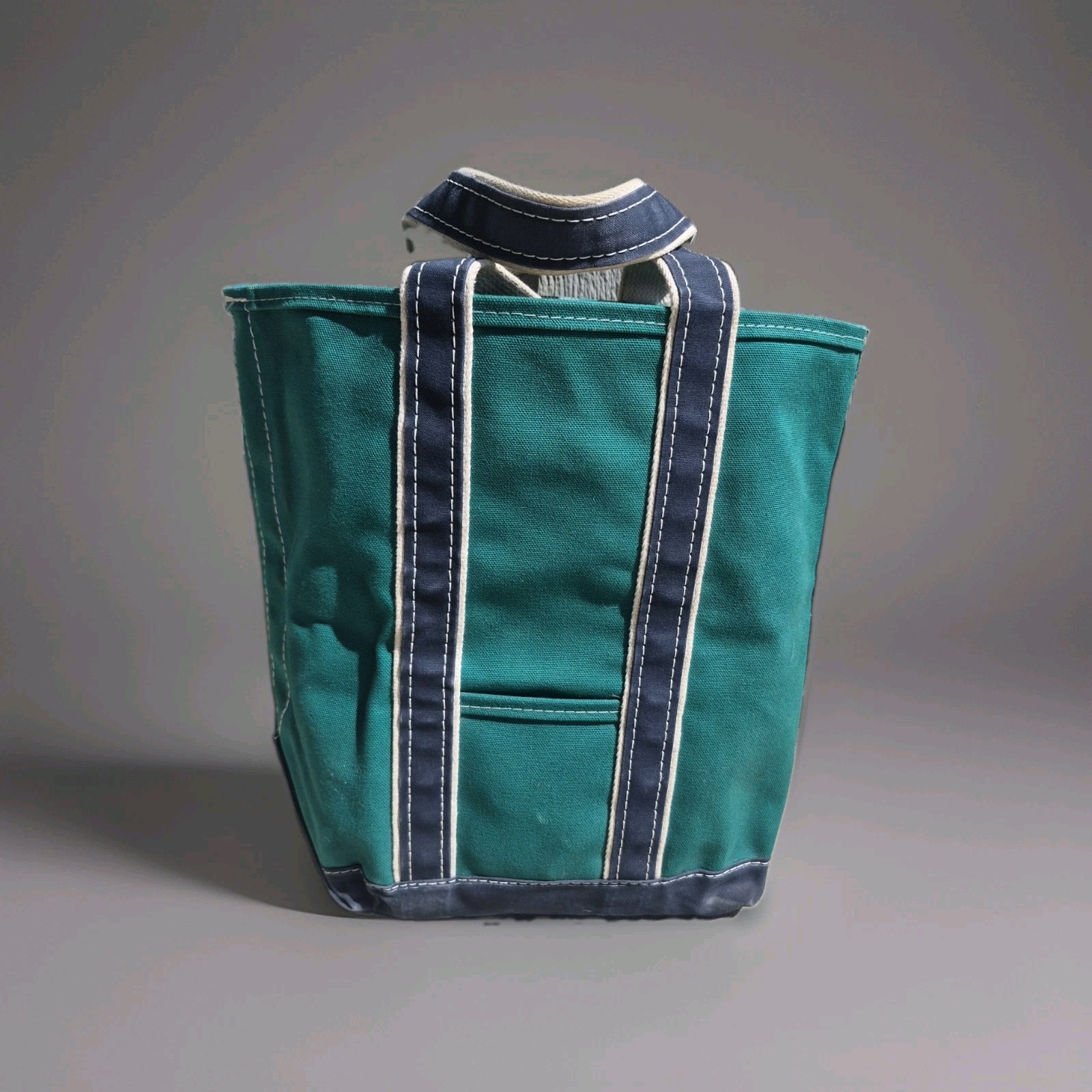 Vintage LL Bean Boat And Tote Freeport Maine Sawtooth Kelly Green Blue 14x16 