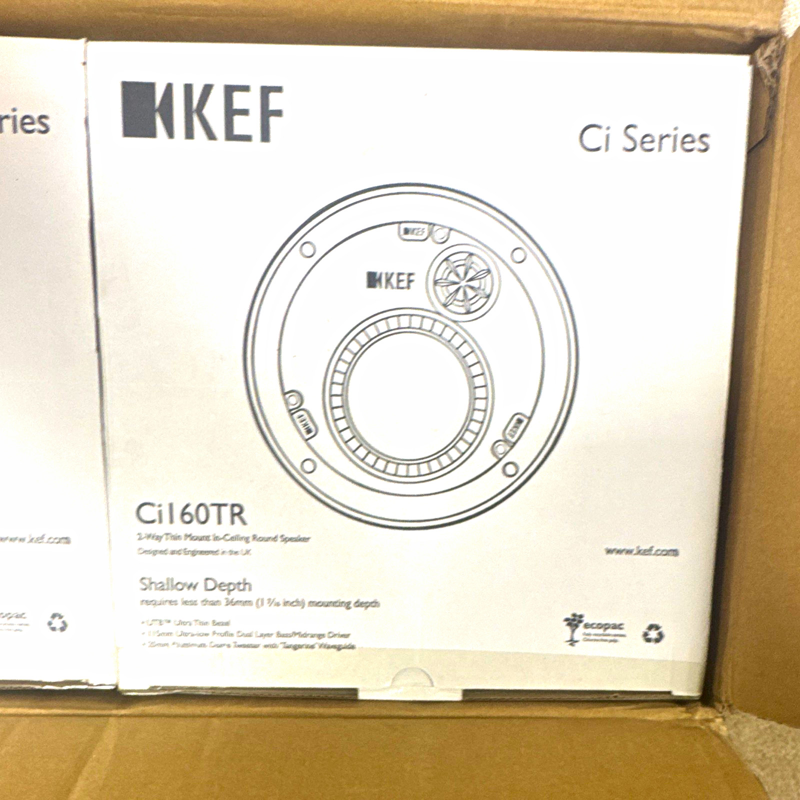 KEF Ci160TR Round In-Ceiling 2-Way 6.5in Shallow Depth 100W White