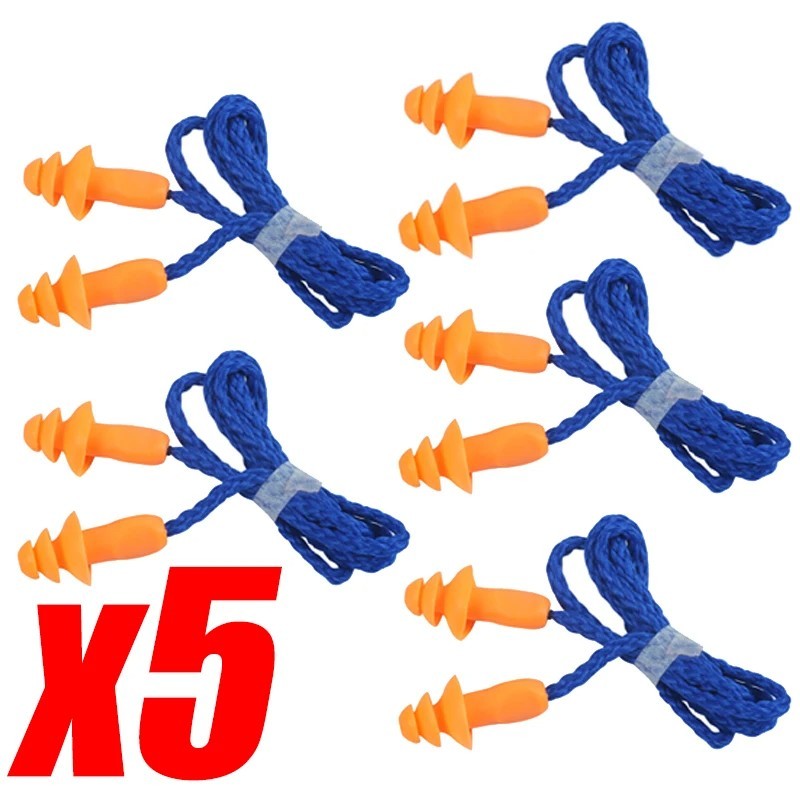 10/5 Pair Silicone Corded Ear Plugs Reusable Shooting Hearing Protection Cord