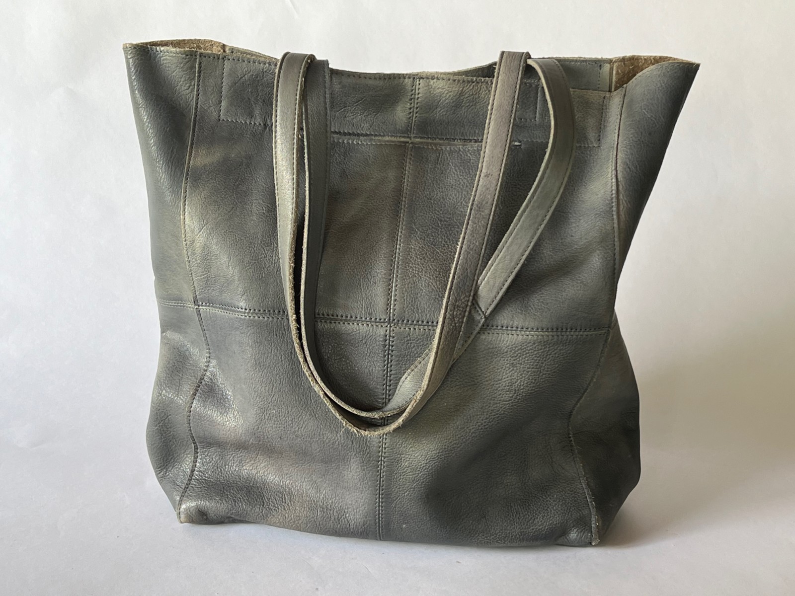 Vintage Latico Gray Soft Leather Shoulder Tote Bag USA