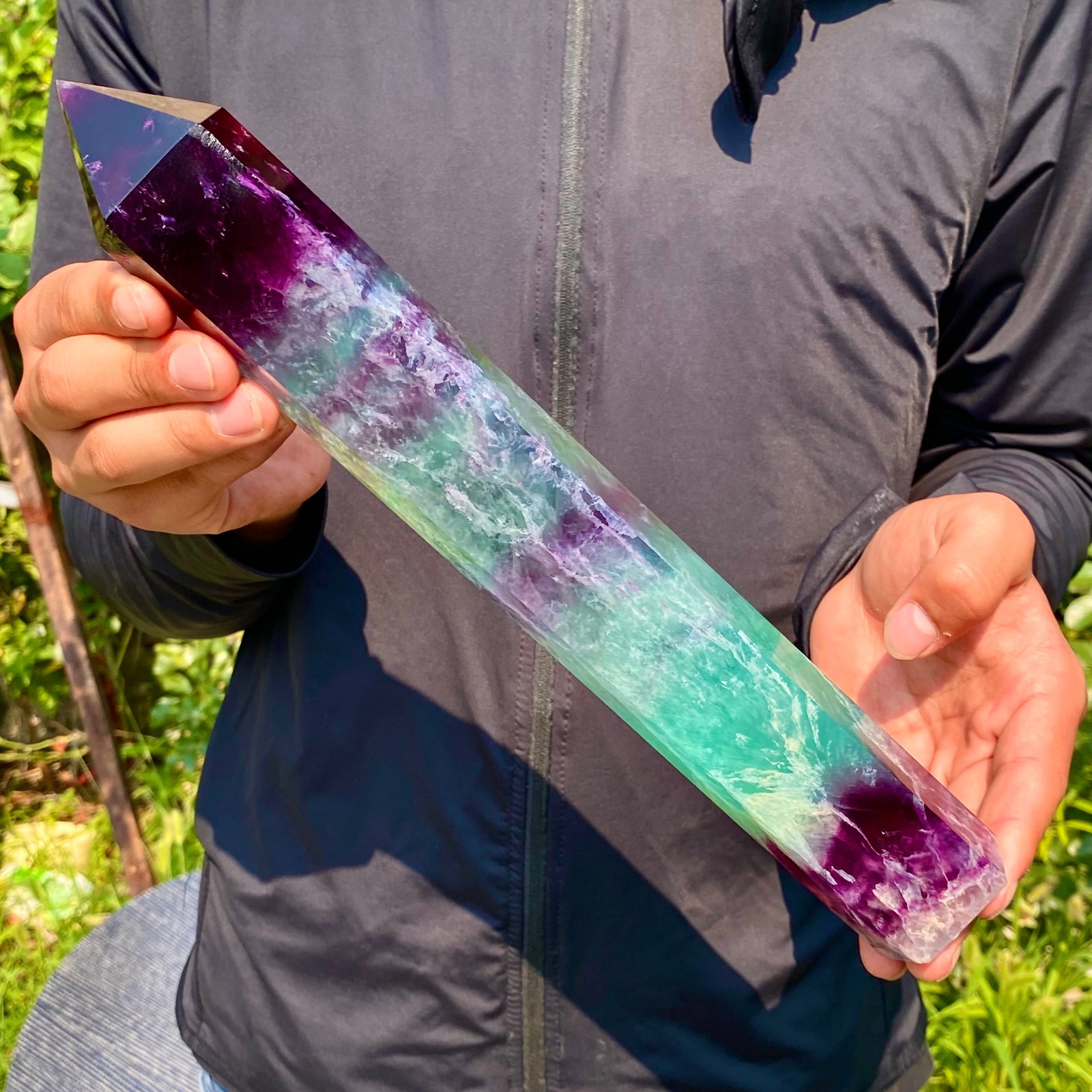 2.8LB  Natural unique colored fluorite pillar quartz crystal sample