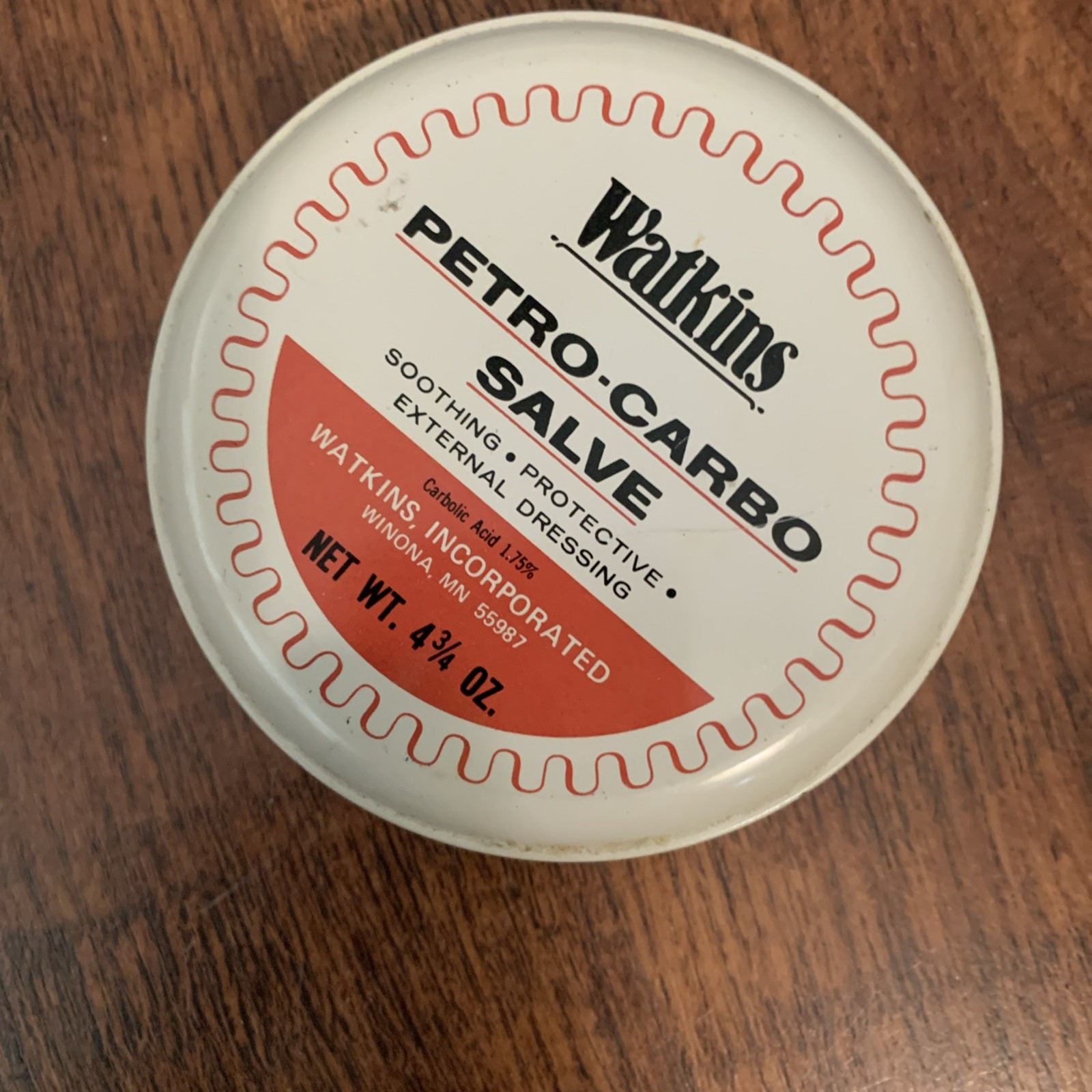 VTG Watkins Petro-Carbo Salve Metal Tin with Contents 4.75 Oz LOOKS GREAT VTG Watkins Petro-Carbo Salve Metal Tin with Contents 4.75 Oz LOOKS GREAT