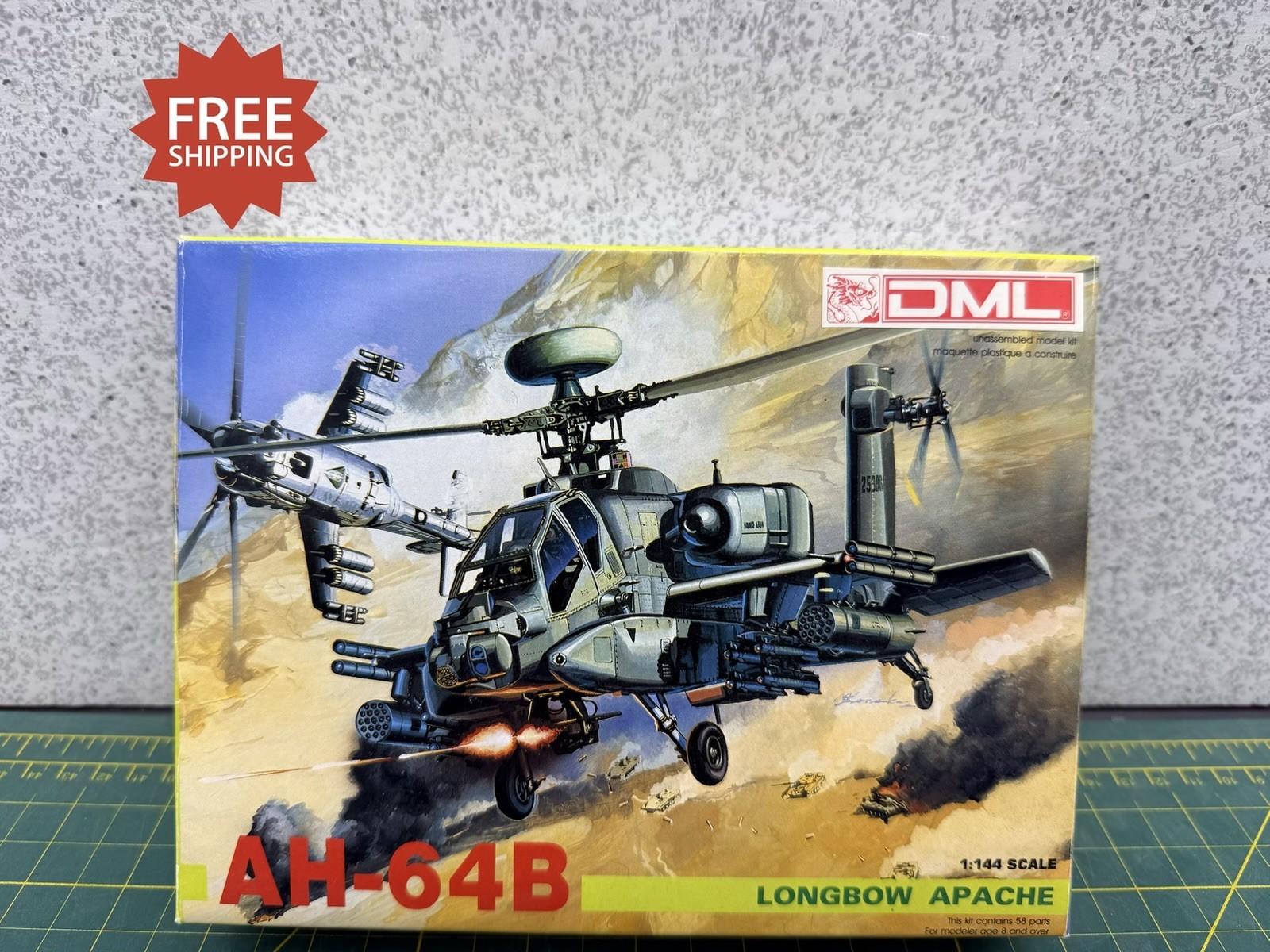 Vintage Dragon DML AH-64B Longbow Apache 1/144 Scale Model Helicopter Kit 4530