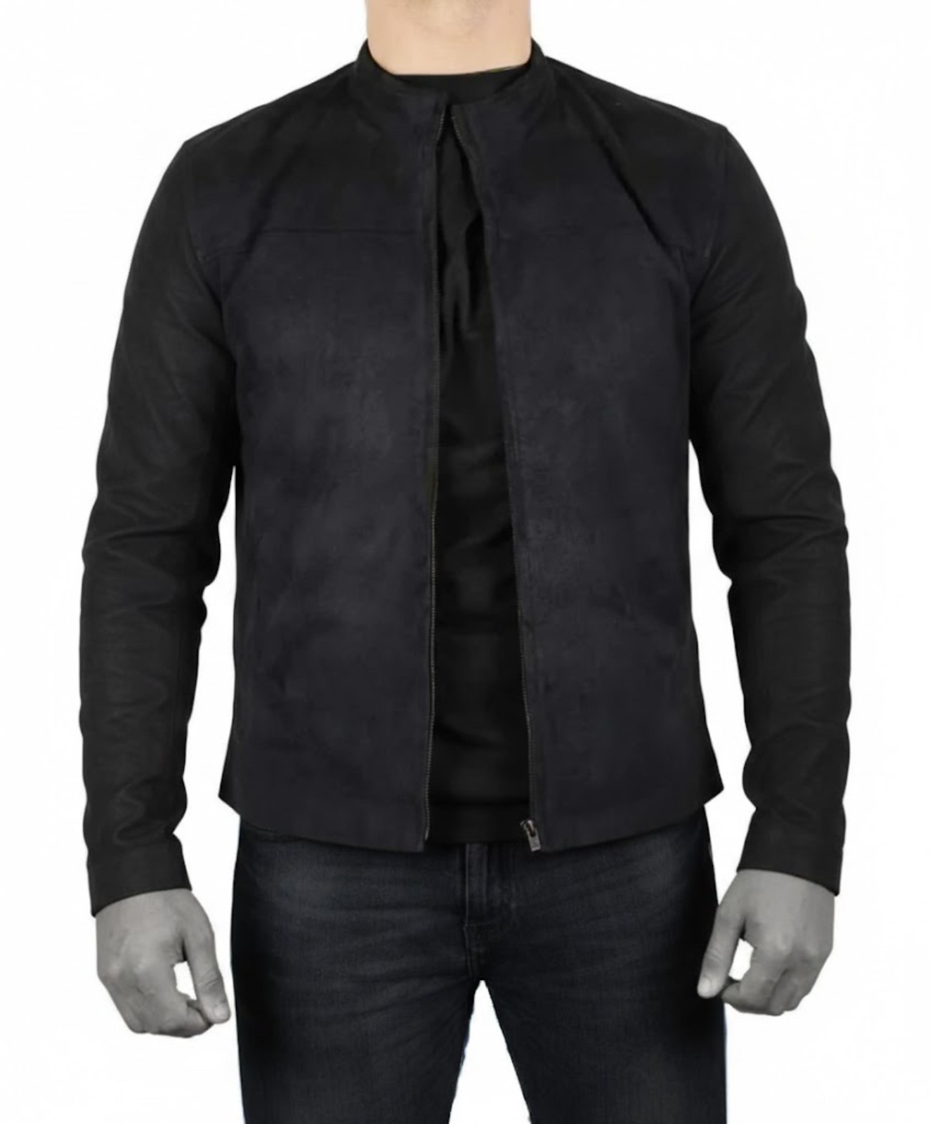 Black Suede Leather Jacket MI6 Fallout Ethan Hunt Tom Cruise Mission Impossible