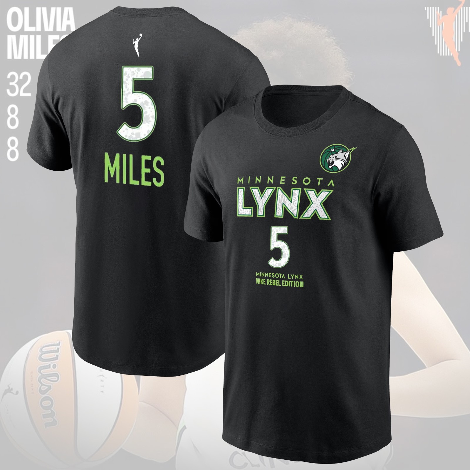 HOT NEW - Olivia Miles #5 Minnesota Lynx 2026 Player Name & Number Fan Apparel