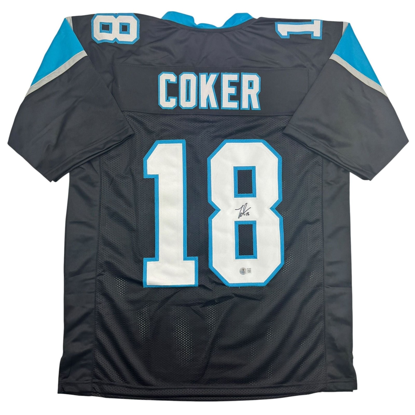 Autographed/Signed Jalen Coker Carolina Black Football Jersey Beckett COA Autographed/Signed Jalen Coker Carolina Black Football Jersey Beckett COA