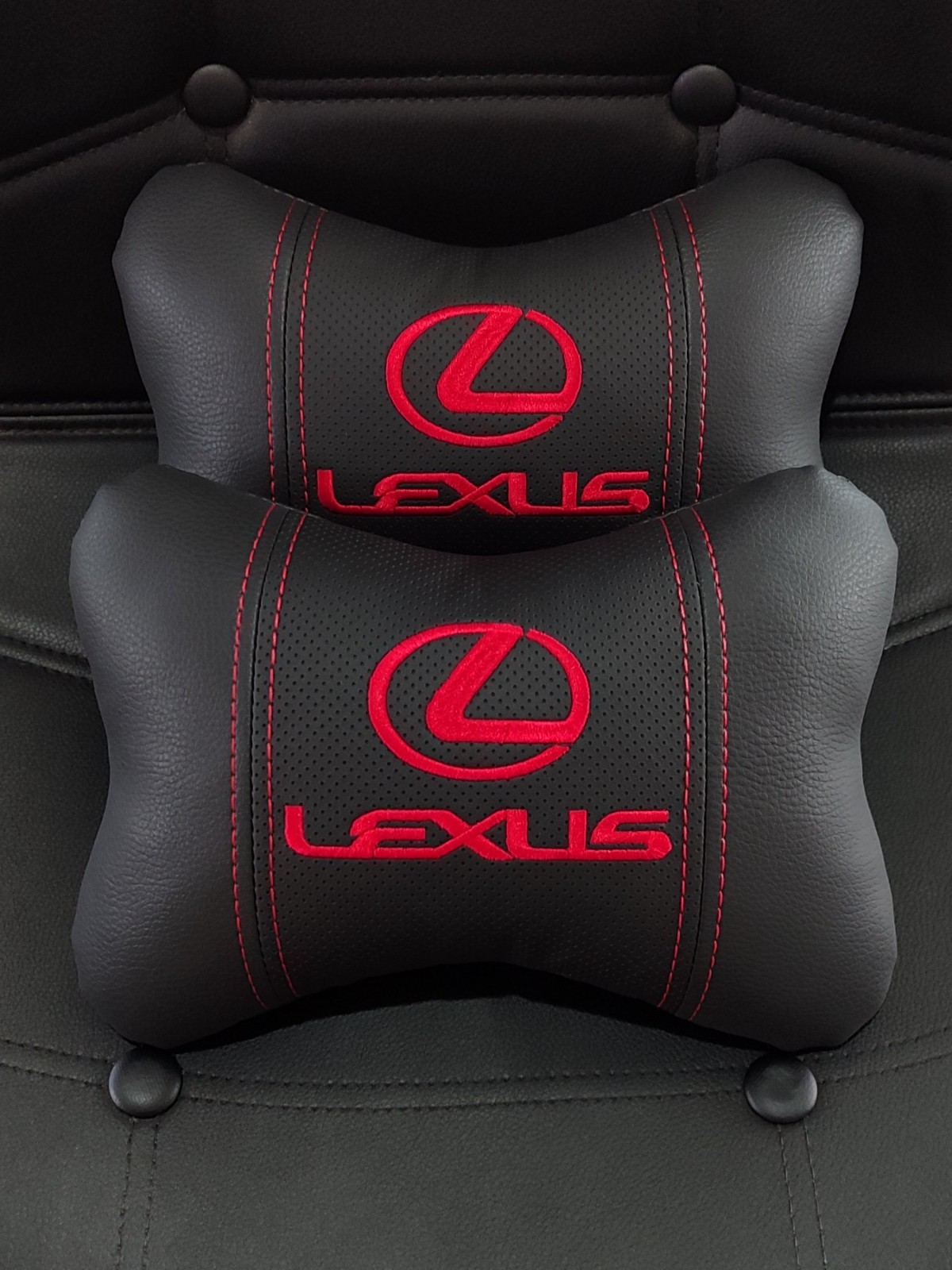 2Pcs Premium Headrest Pillows (Set of 2 pillows) - Custom Embroidered For Lexus