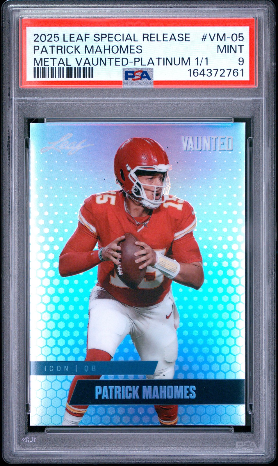 PSA 9 Patrick Mahomes 2025 Leaf Vaunted Metal #VM-05 Platinum 1/1 Rare Trading