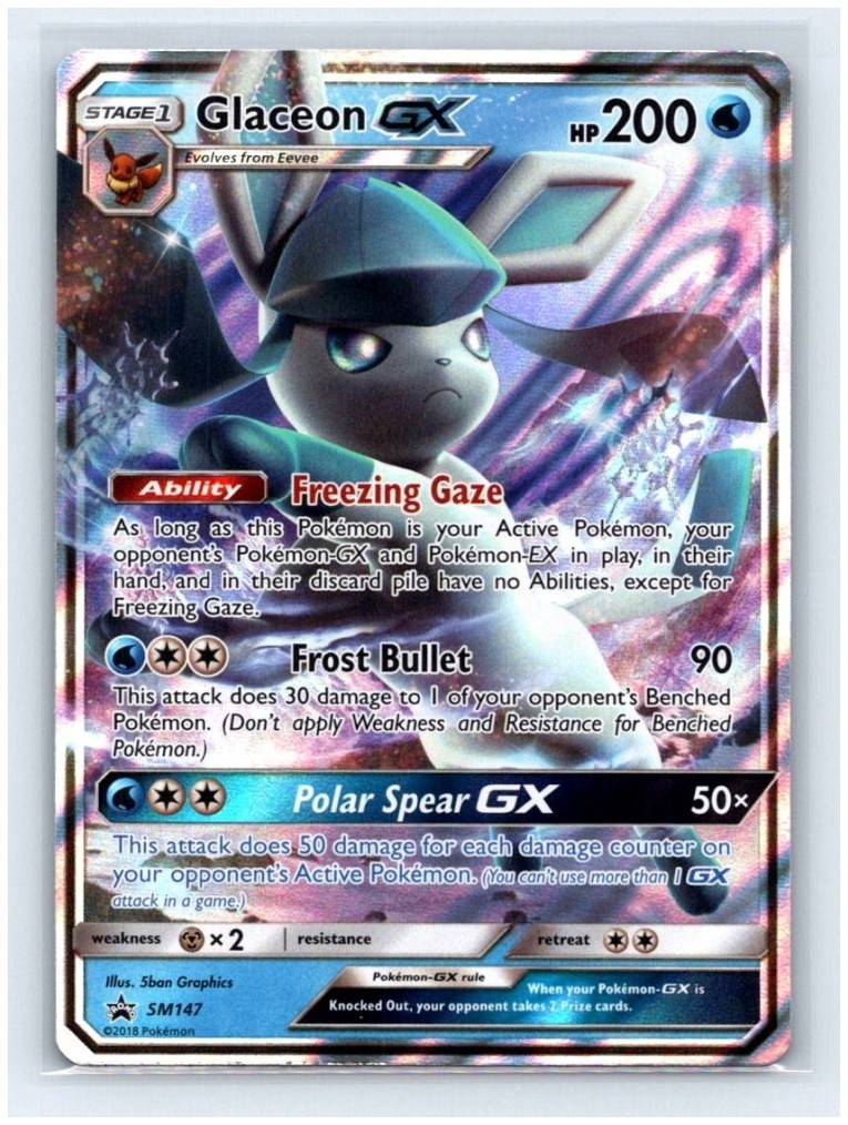 2018 Pokemon Sun & Moon Glaceon GX SM147 (NM) Black Star Promo Holo NEAR MINT 2018 Pokemon Sun & Moon Glaceon GX SM147 (NM) Black Star Promo Holo NEAR MINT