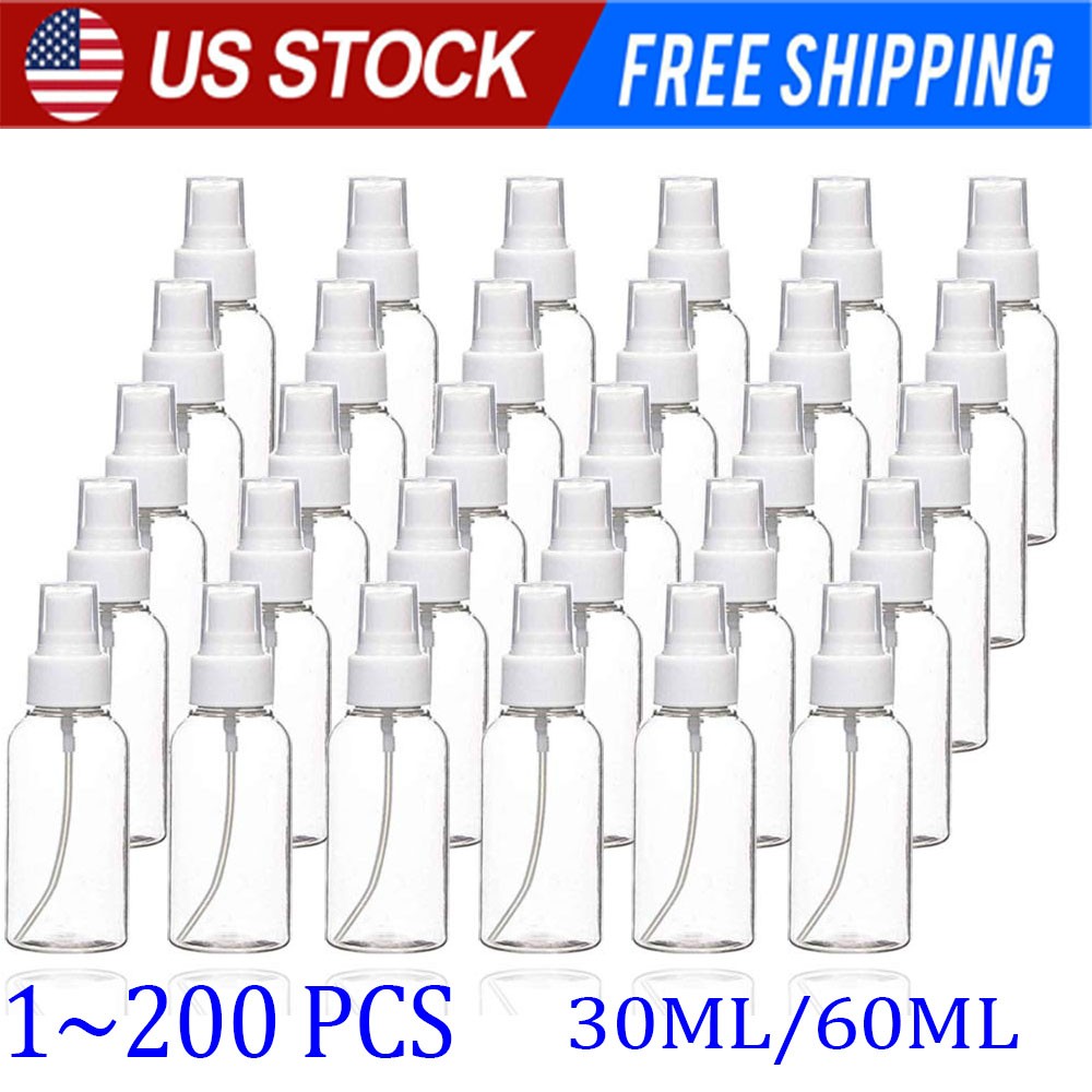 1~200PC 30ml/60ml Travel Spray Bottle Plastic Transparent Perfume Empty Atomizer