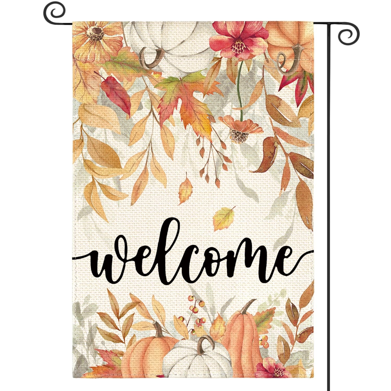 Floral Welcome Fall Garden Flag 12x18 Inch for Outside Double Sided, Weather & F