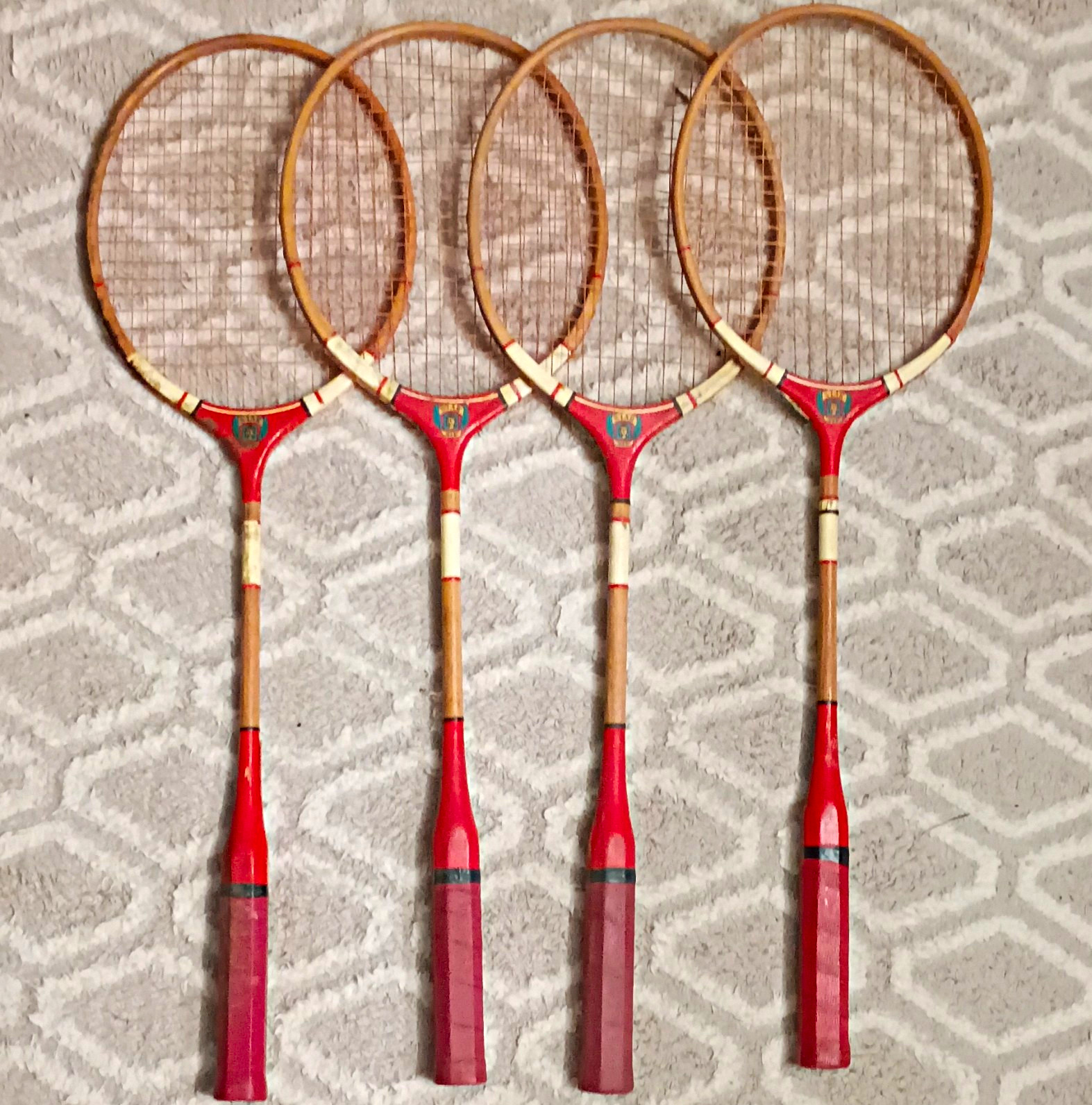 STAR Vintage Wooden Tennis Rackets Set of 4 - Classic Set 1960 by Spalding
