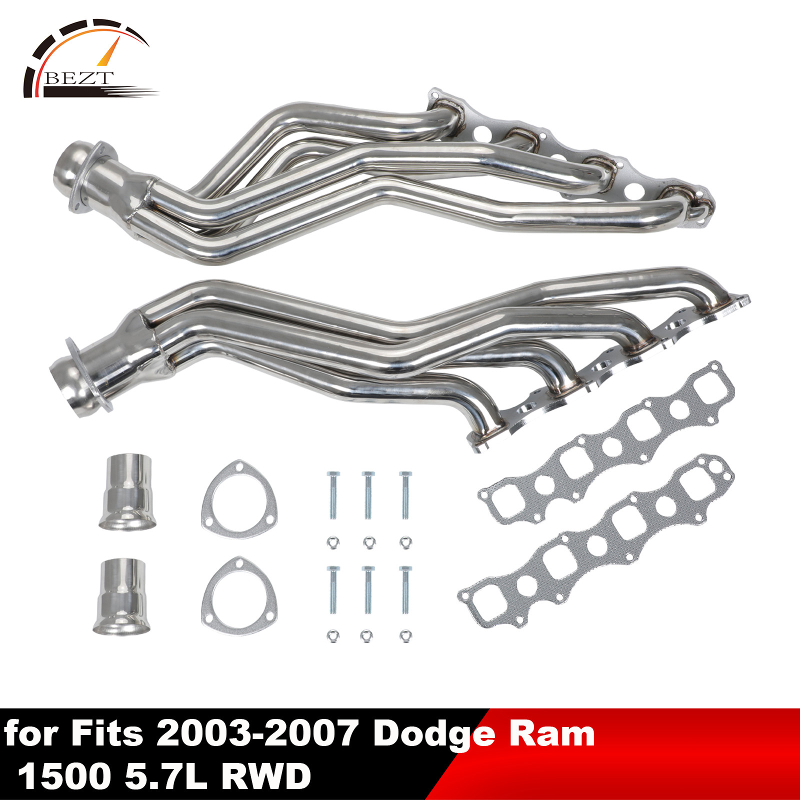For 03-07 Ram 1500 5.7L RWD Stainless Steel Exhaust Header Manifold w/ Reducer