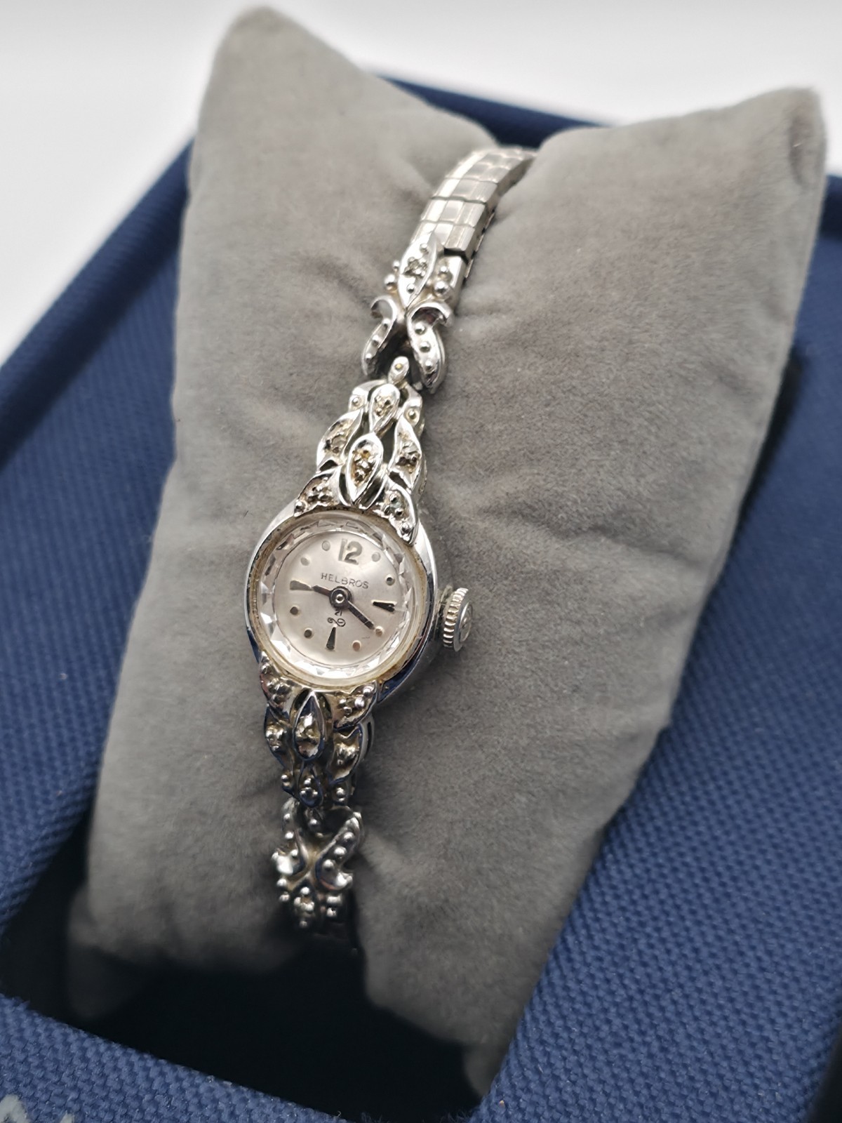 Helbros Vintage Ladies Manual Wind 21J Gemstone Mid Century Cocktail Watch Runs Helbros Vintage Ladies Manual Wind 21J Gemstone Mid Century Cocktail Watch Runs