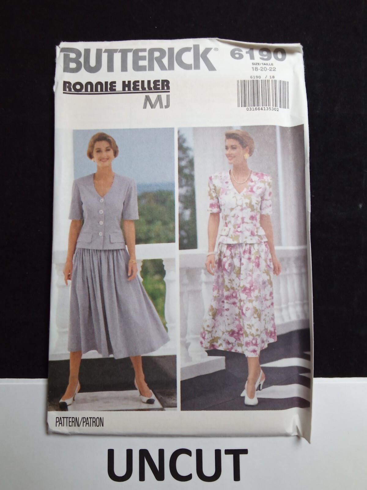 BUTTERICK Easy Ronnie Heller Pattern 6190 Misses Plus Sz 18-22 Top Flared Skirt