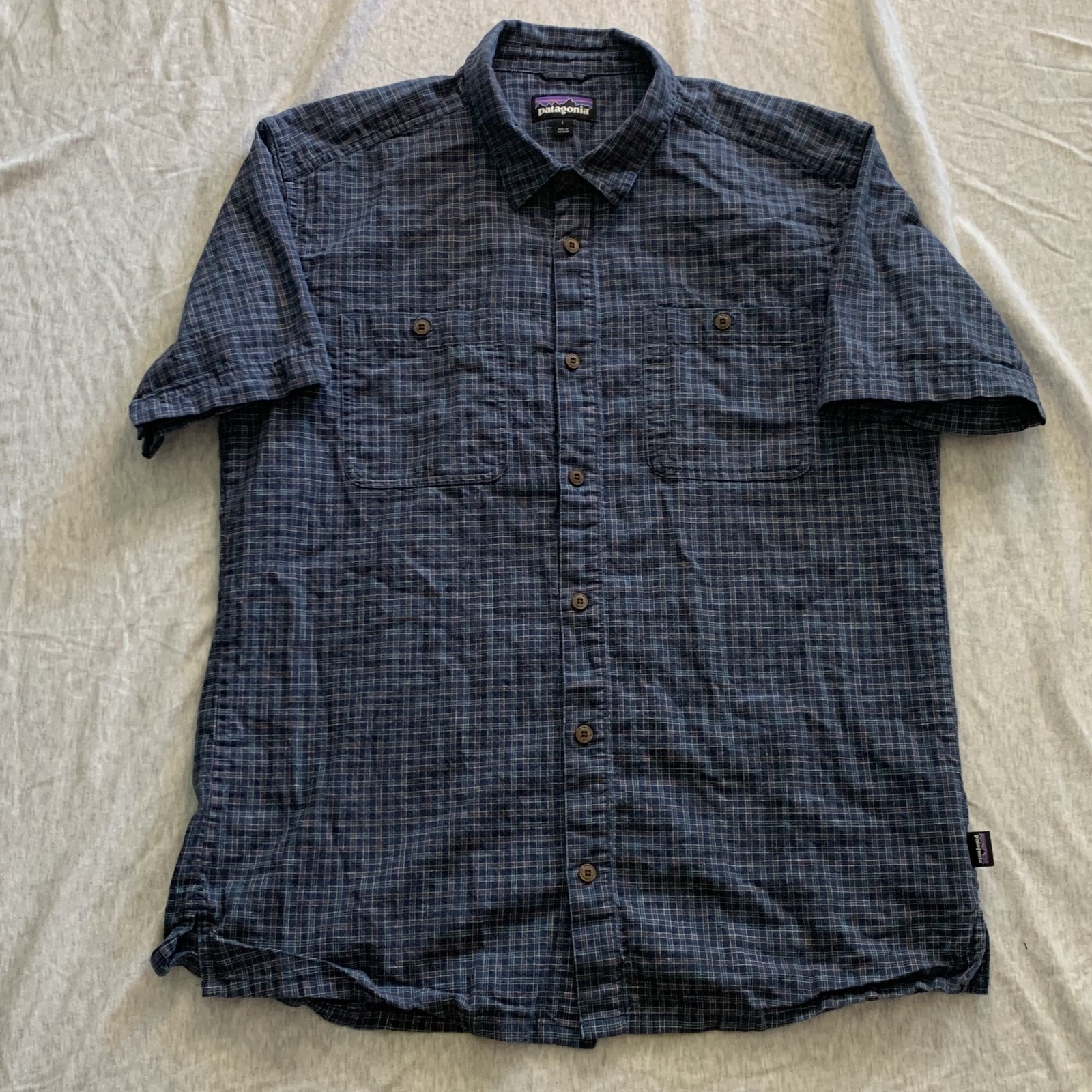 Men\'s Medium Patagonia Fjord Flannel Shirt Blue/Navy Men\'s Medium Patagonia Fjord Flannel Shirt Blue/Navy