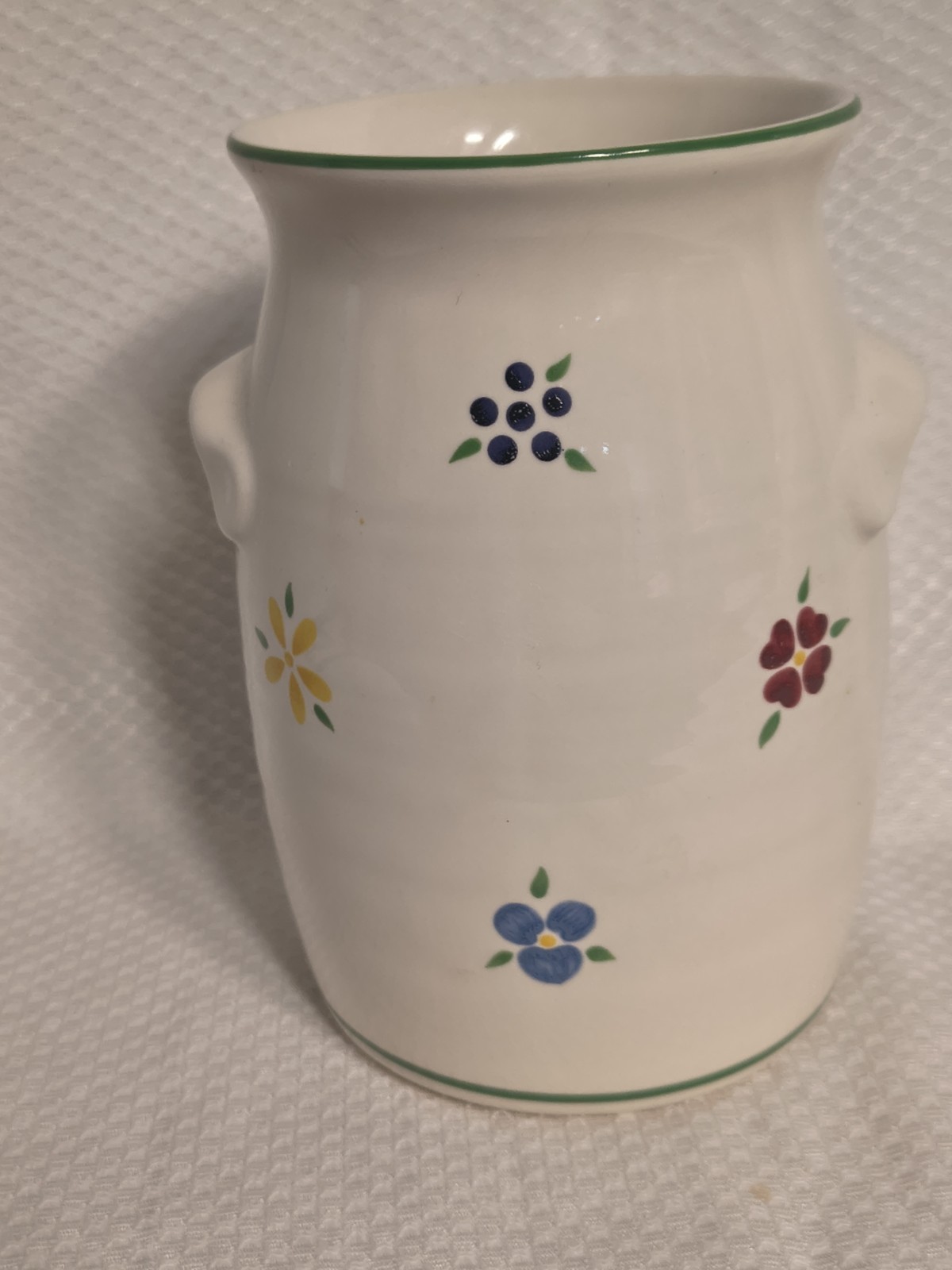 Vintage Pfaltzgraff Spectrum Garden Party Utensil Crock Ceramic Flower Canister