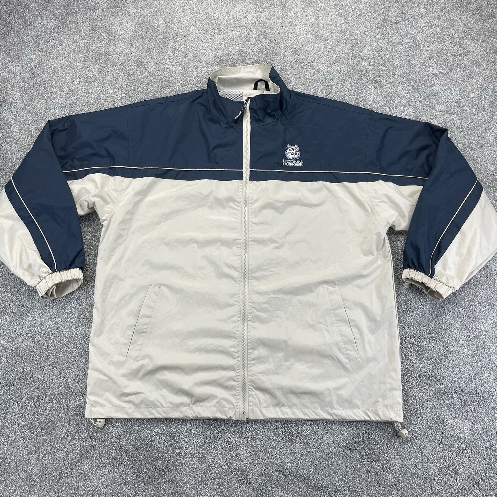 VTG UConn Huskies Windbreaker Jacket Adult XXL 2XL NCAA Full Zip Up 90s Y2K Mens VTG UConn Huskies Windbreaker Jacket Adult XXL 2XL NCAA Full Zip Up 90s Y2K Mens